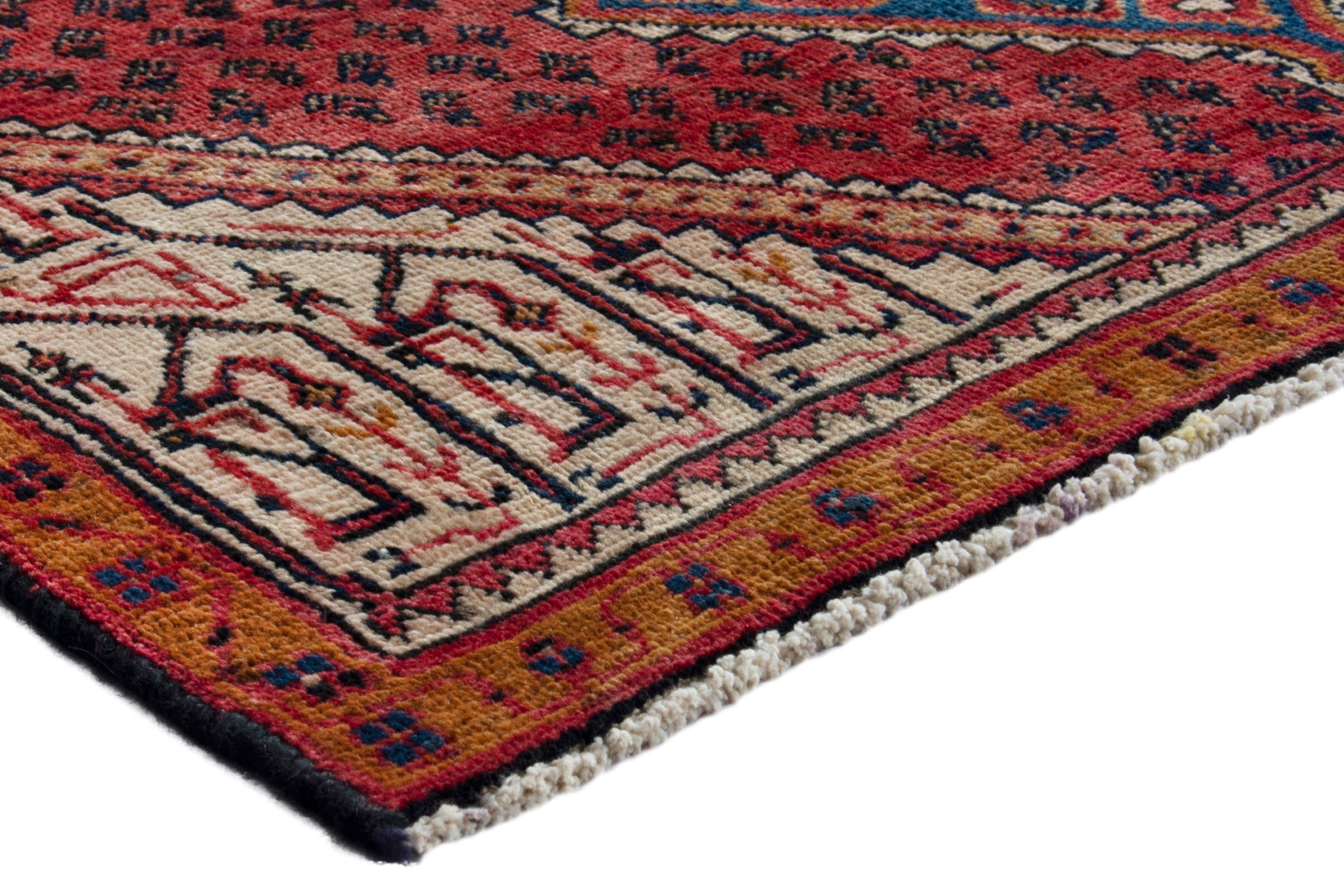 Persian Arak accent rug in deep red and cream, view 4 of 17