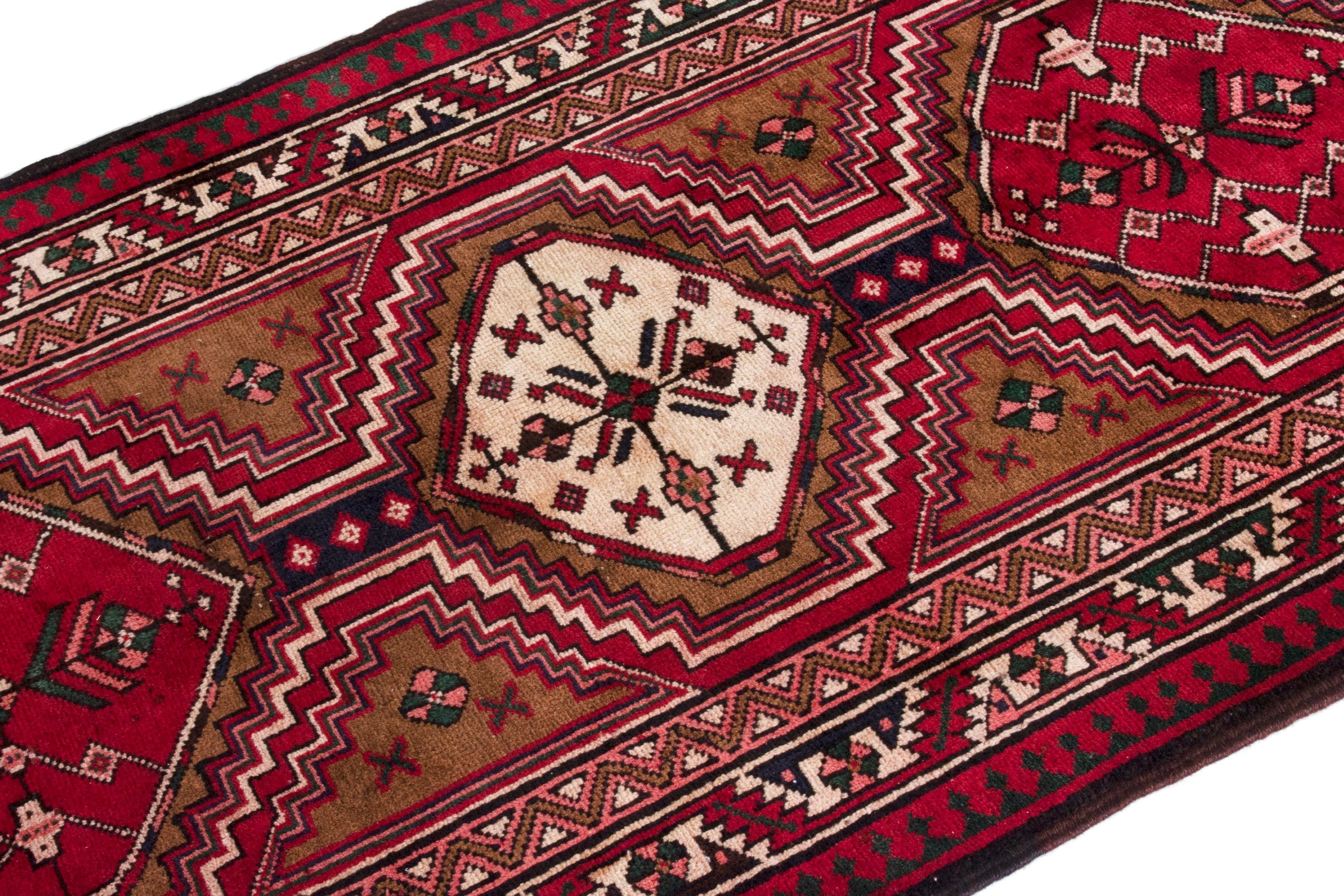 Persian Azerbaijan runner rug in burgundy and deep red, view 6 of 21