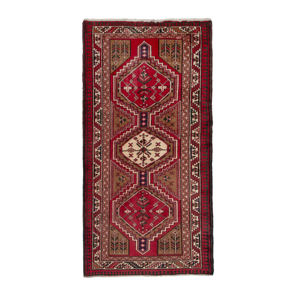 Persian Azerbaijan runner rug in burgundy and deep red, 3'7" x 7'3"