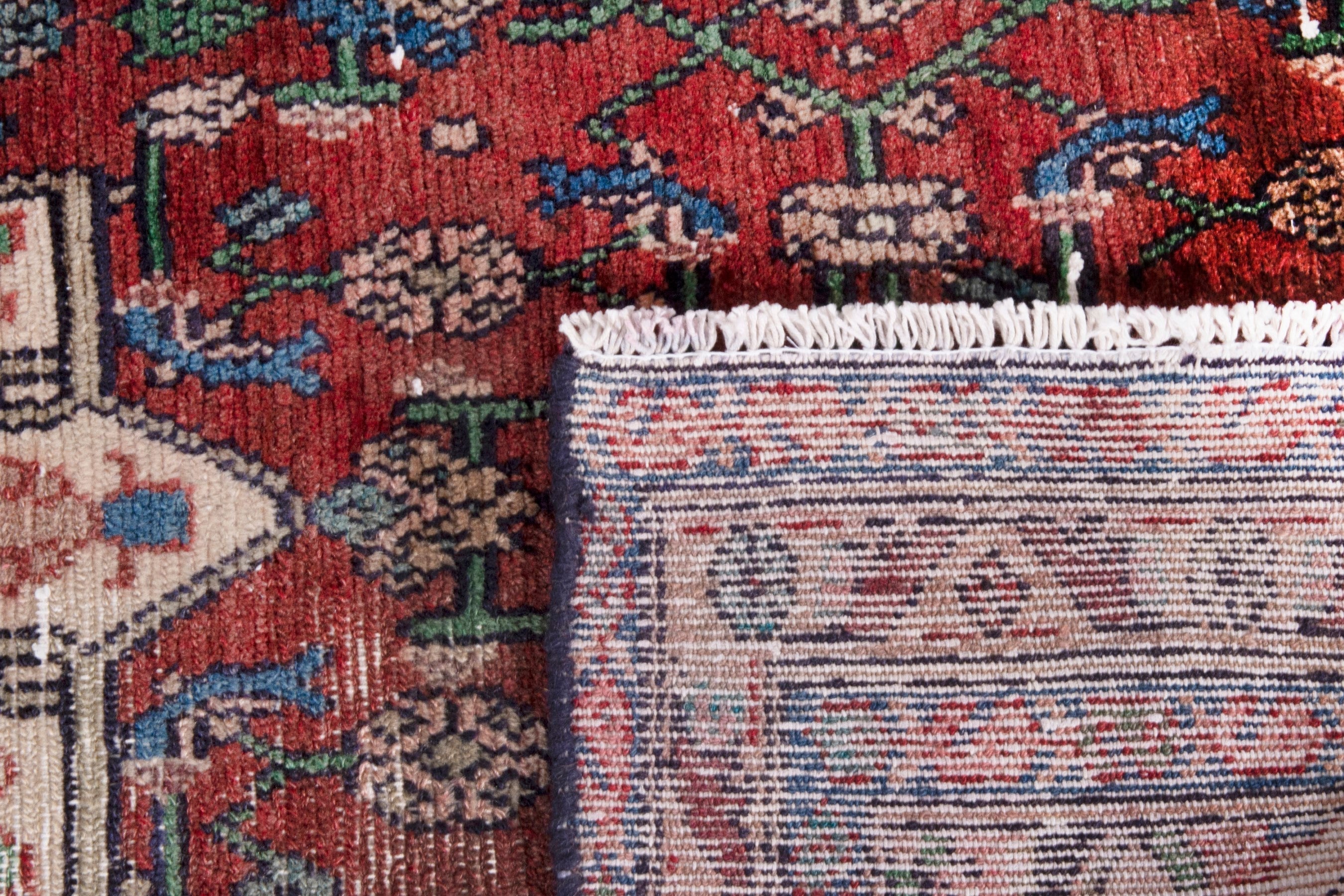 Persian Hamedan runner rug in deep red and off-white, view 20 of 20