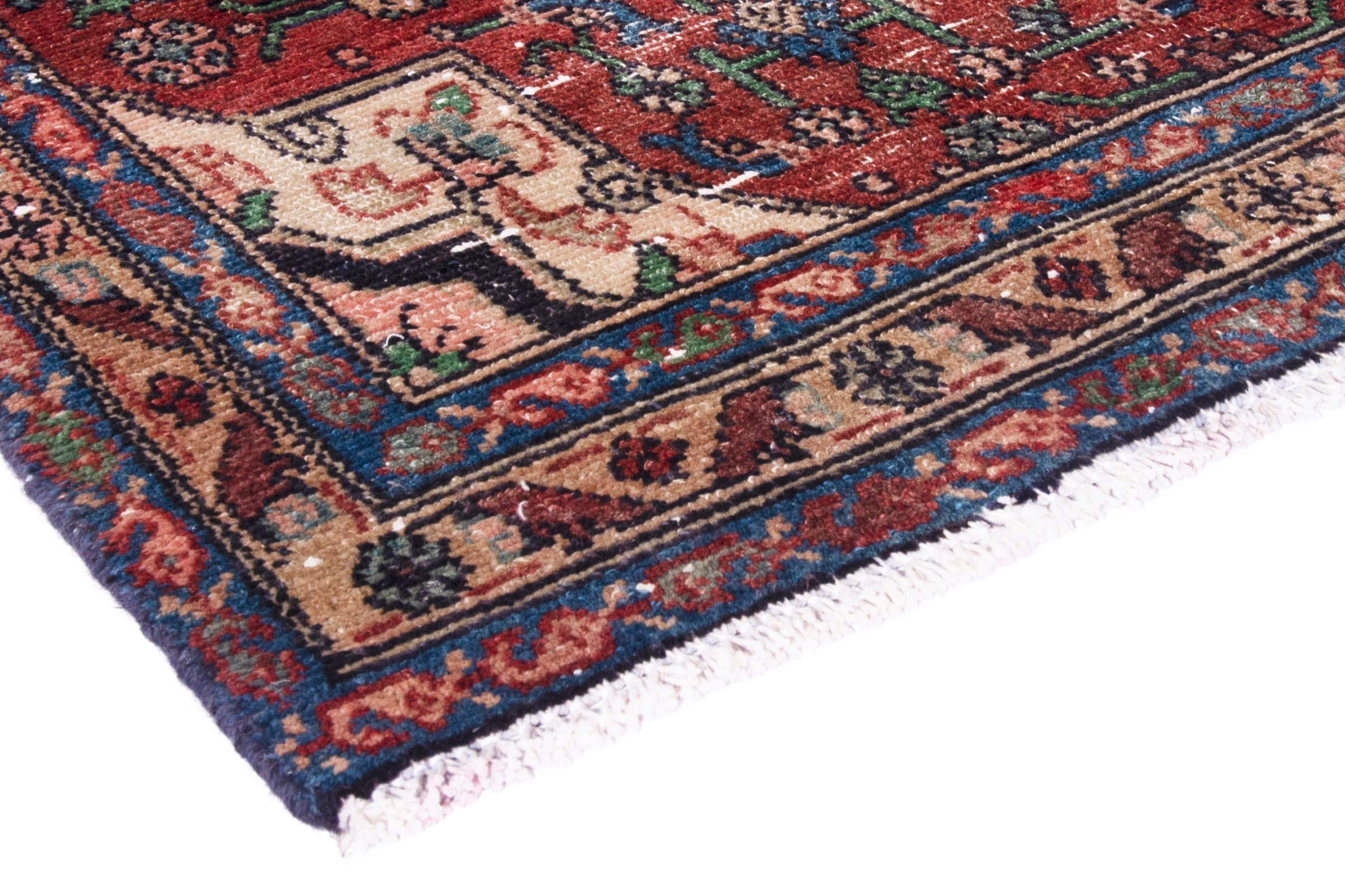 Persian Hamedan runner rug in deep red and off-white, view 4 of 20