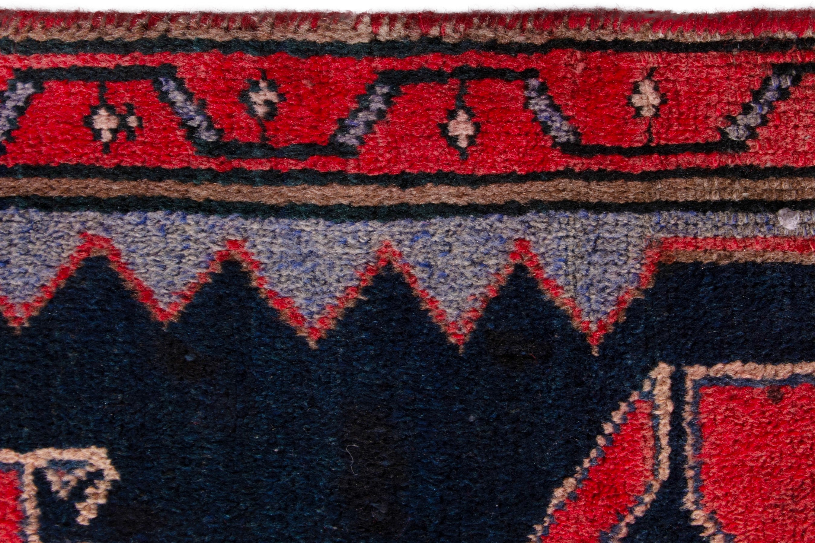 Persian Zanjan rug in navy and deep red, view 11 of 19