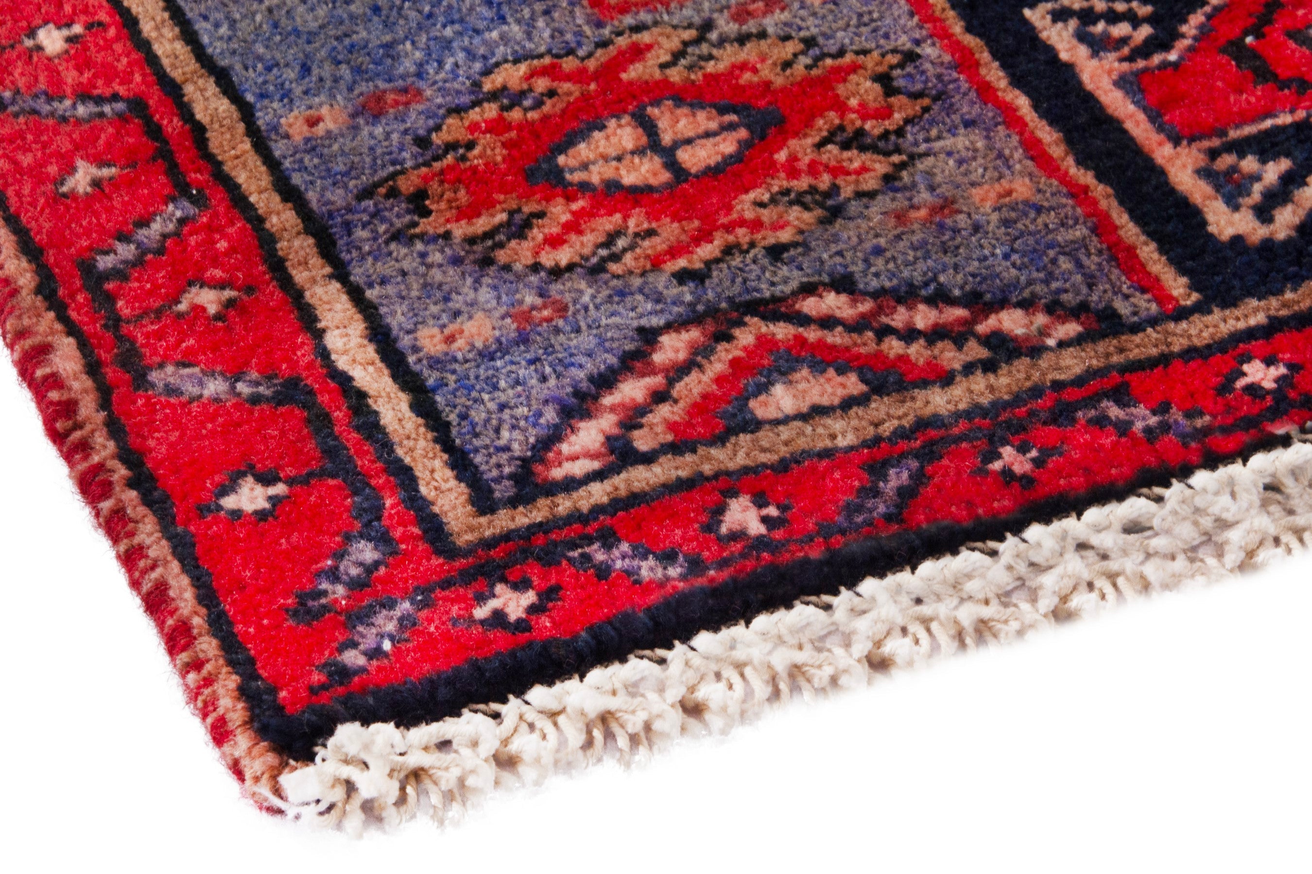 Persian Zanjan rug in navy and deep red, view 4 of 19