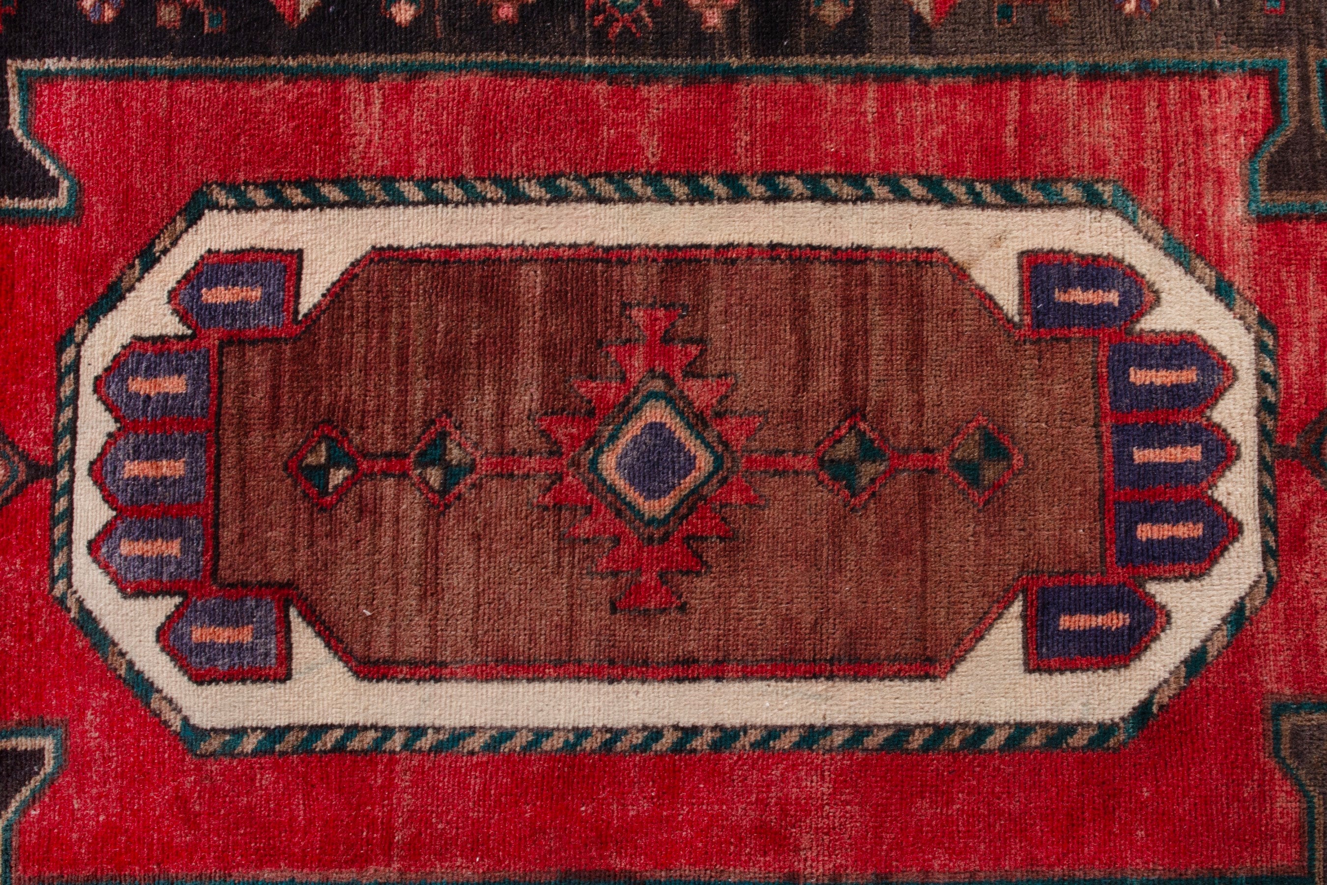 Persian Songhor area rug in deep red and dark brown, view 14 of 19