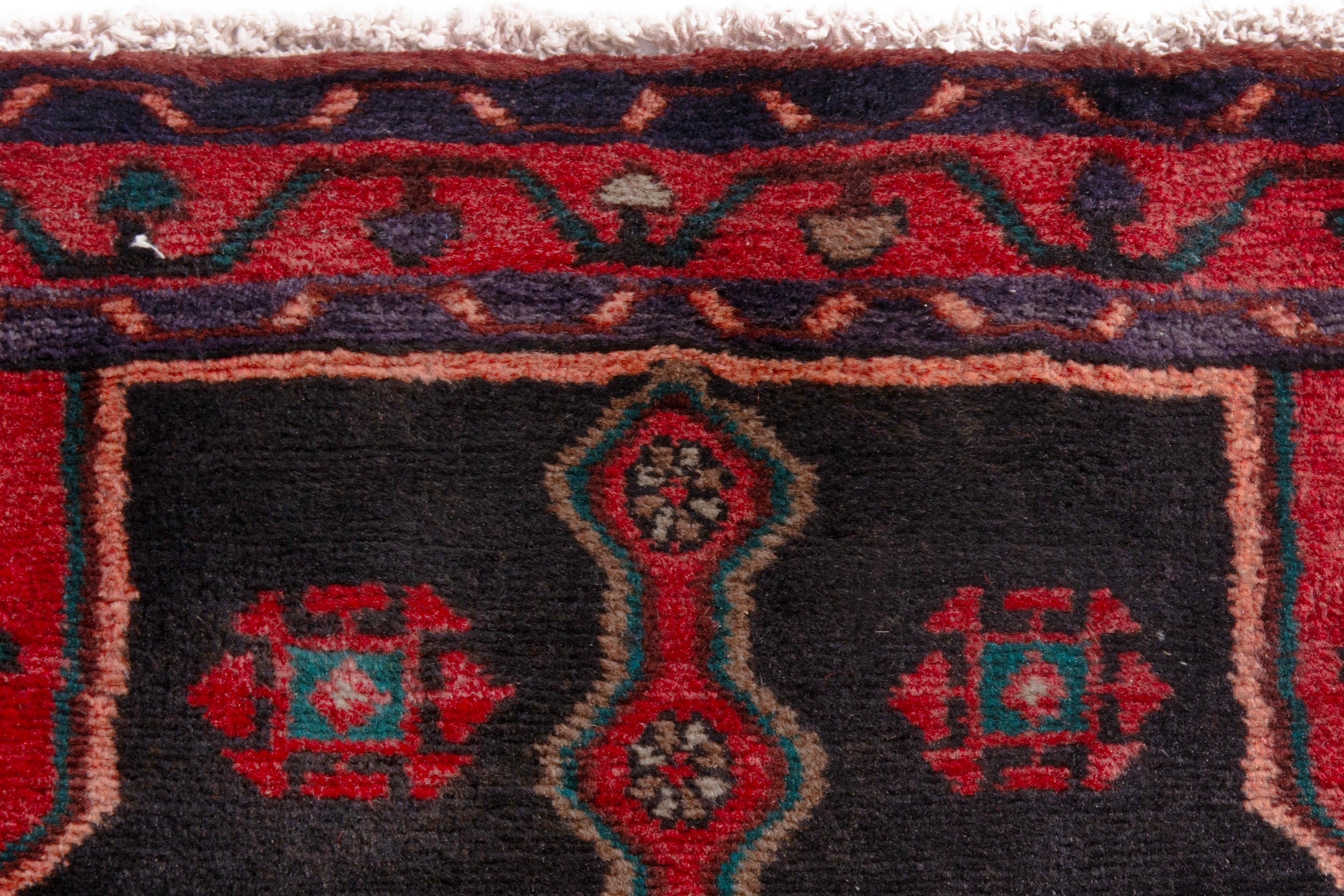 Persian Songhor area rug in deep red and dark brown, view 15 of 19