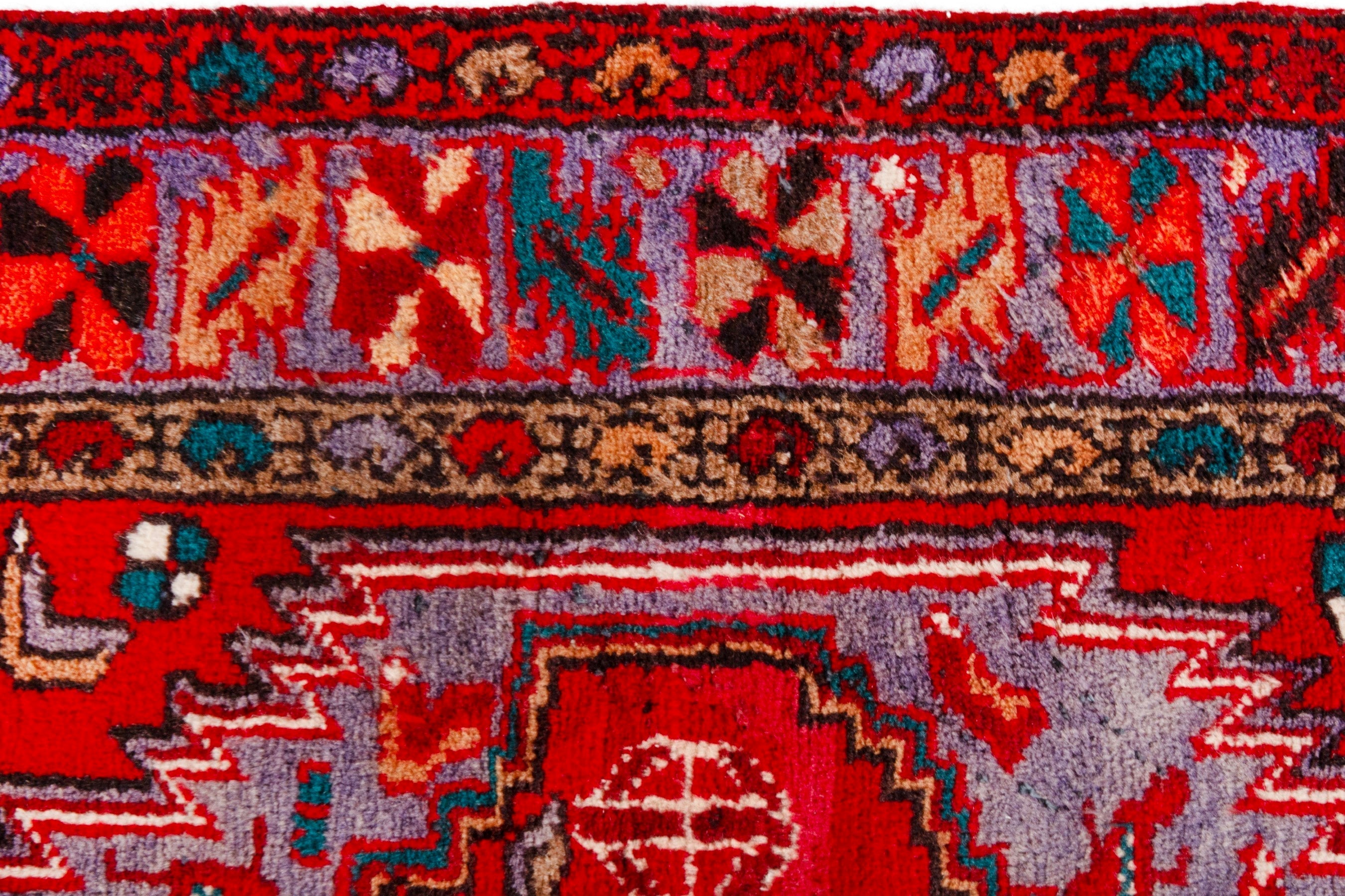 Persian Zanjan area rug in deep red and faded red, view 11 of 19