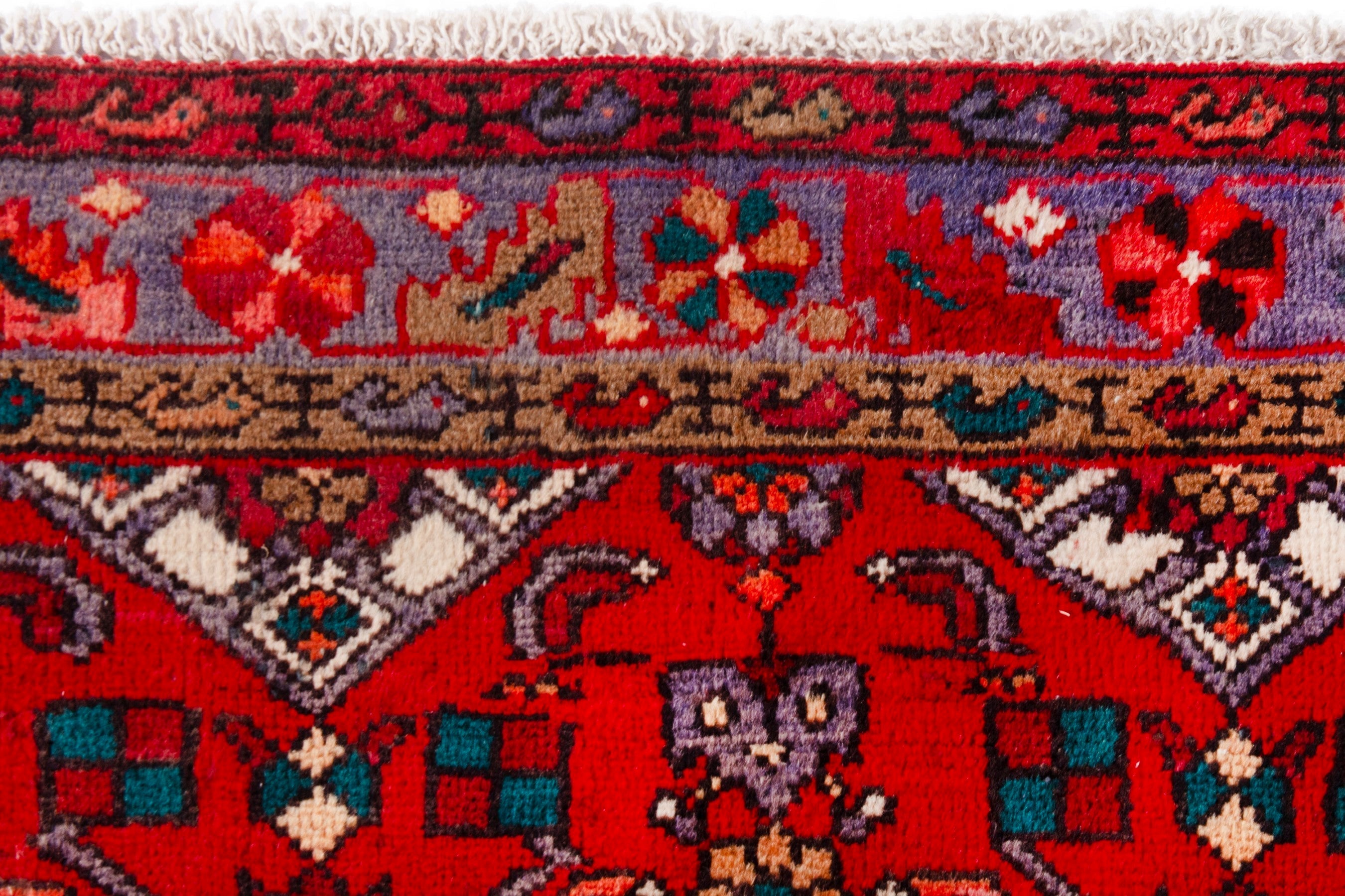 Persian Zanjan area rug in deep red and faded red, view 12 of 19