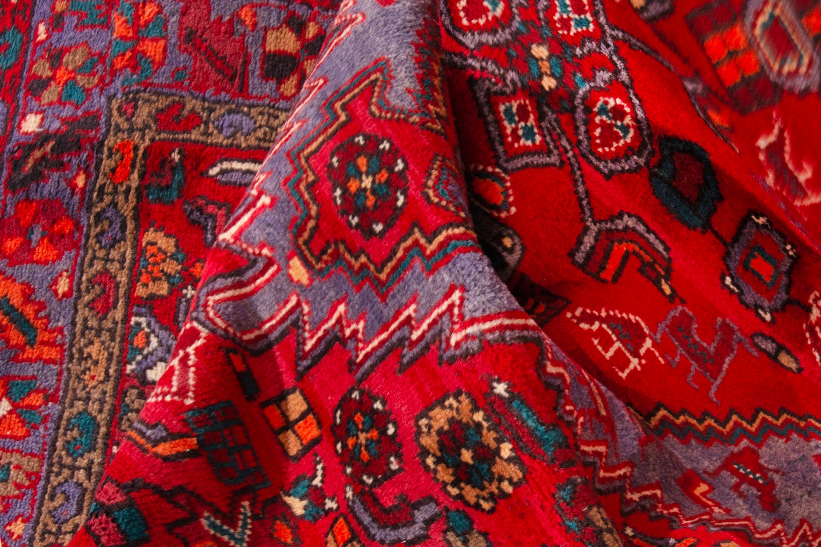 Persian Zanjan area rug in deep red and faded red, view 18 of 19