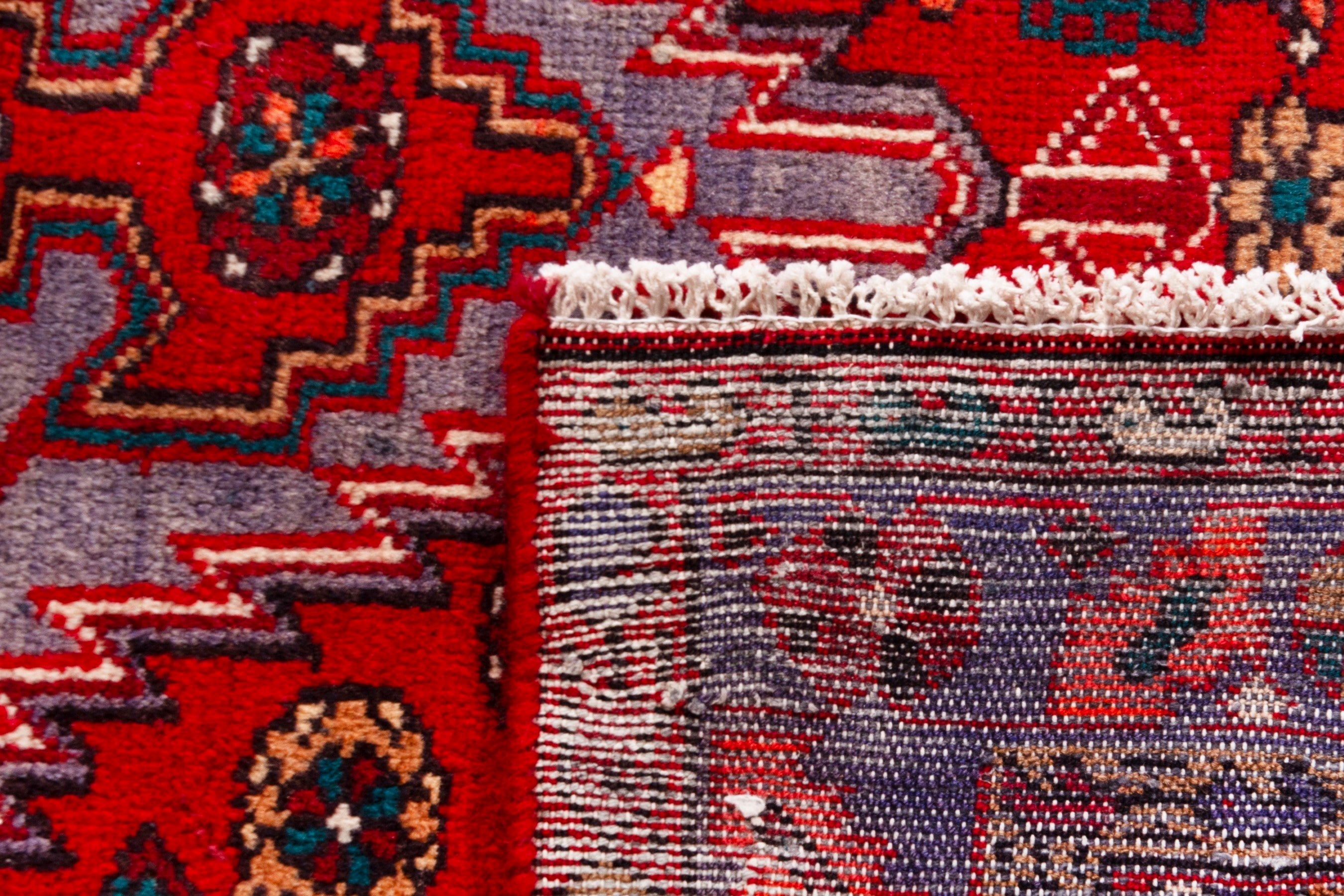 Persian Zanjan area rug in deep red and faded red, view 19 of 19