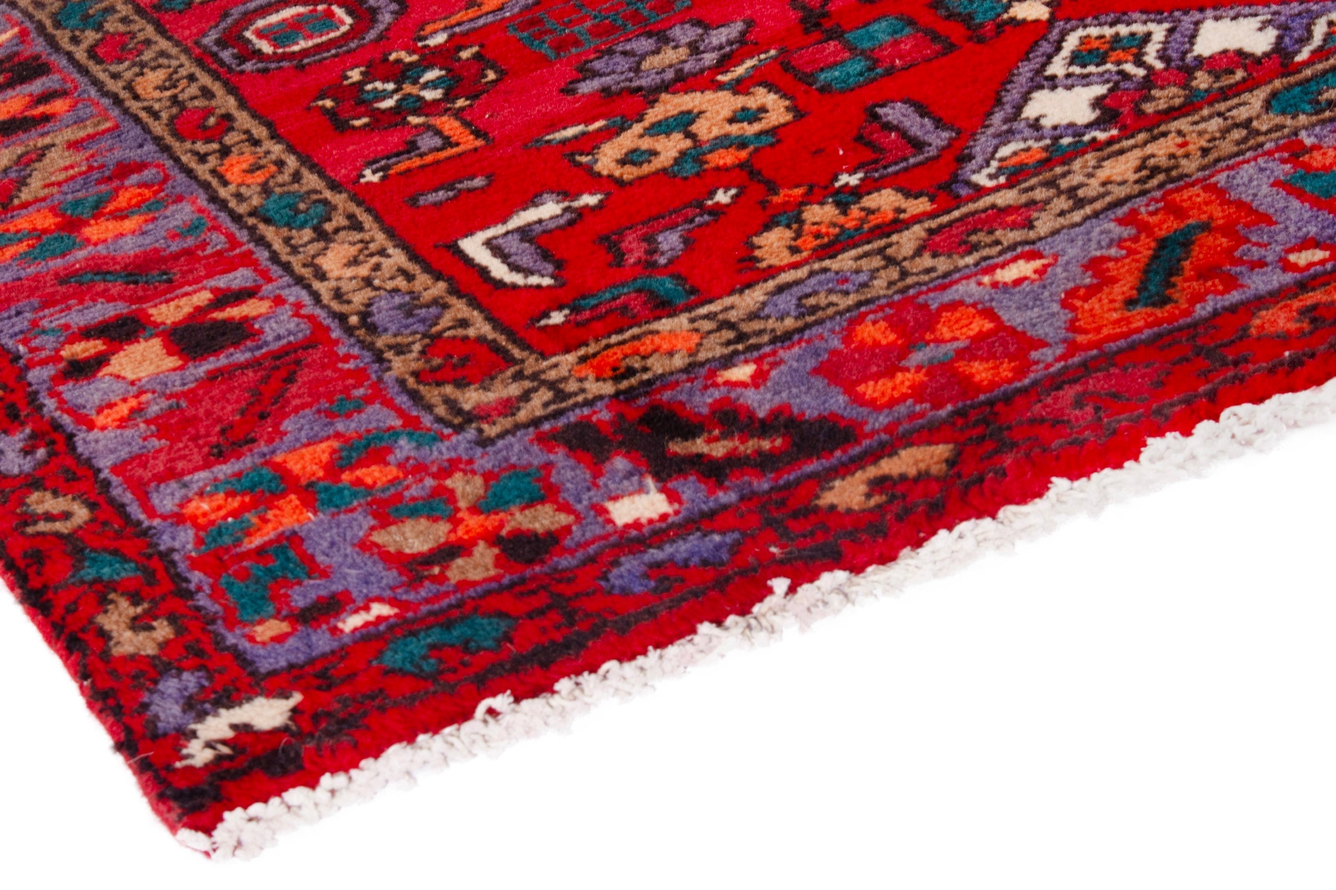 Persian Zanjan area rug in deep red and faded red, view 4 of 19