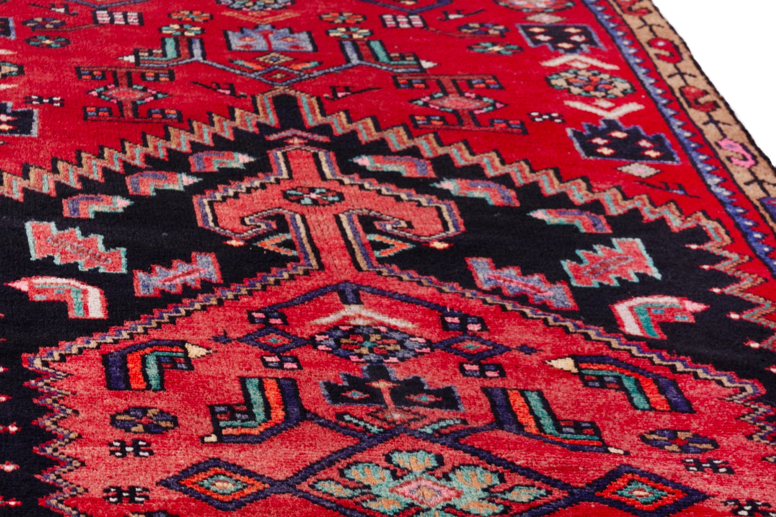 Persian Zanjan runner rug in deep red and burgundy, view 8 of 19