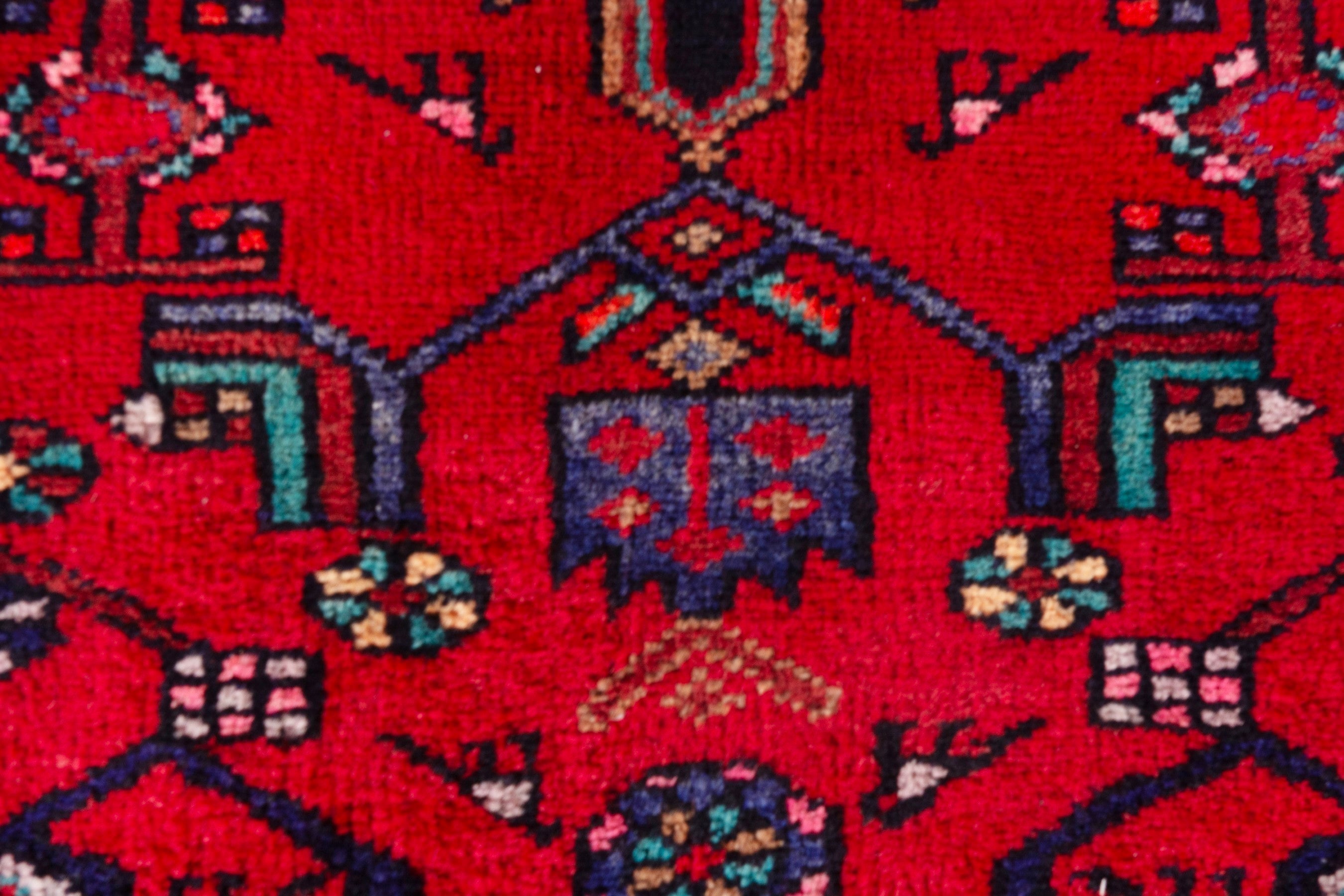 Persian Zanjan runner rug in deep red and burgundy, view 12 of 19