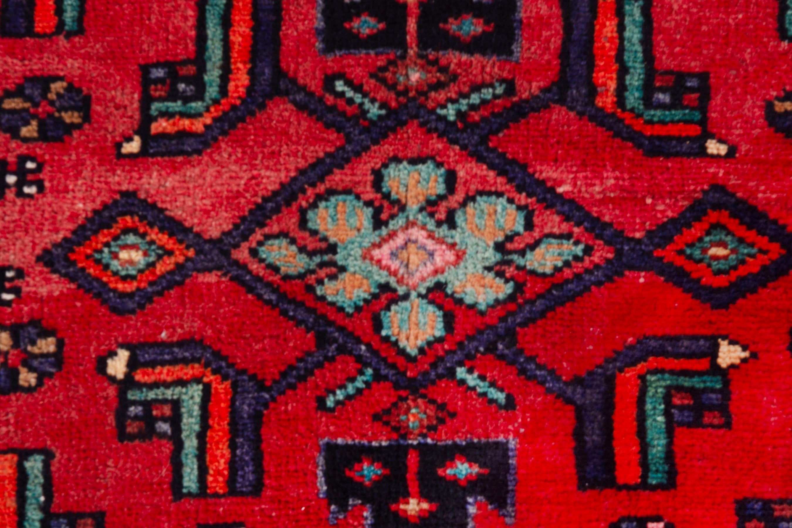 Persian Zanjan runner rug in deep red and burgundy, view 13 of 19