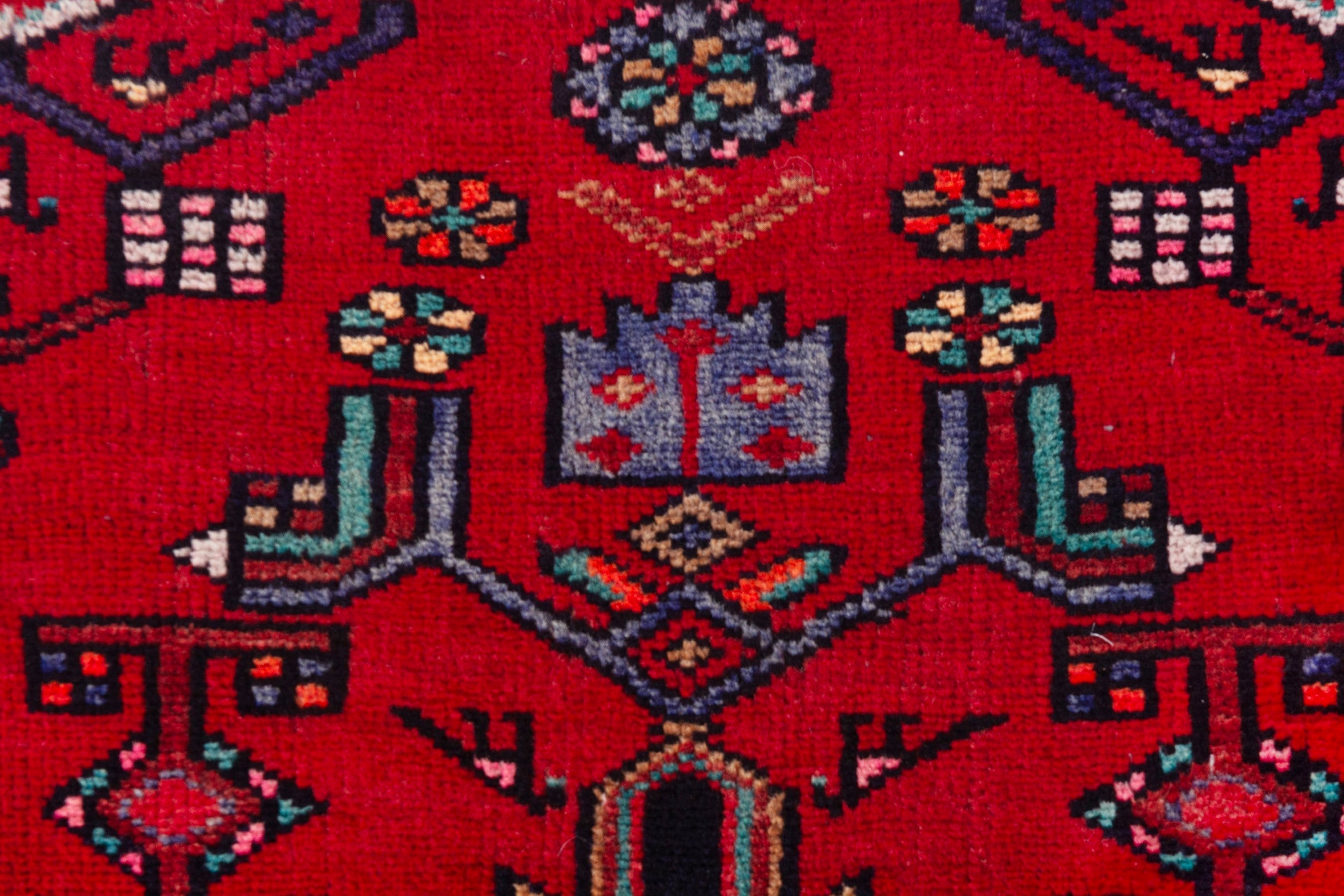 Persian Zanjan runner rug in deep red and burgundy, view 14 of 19