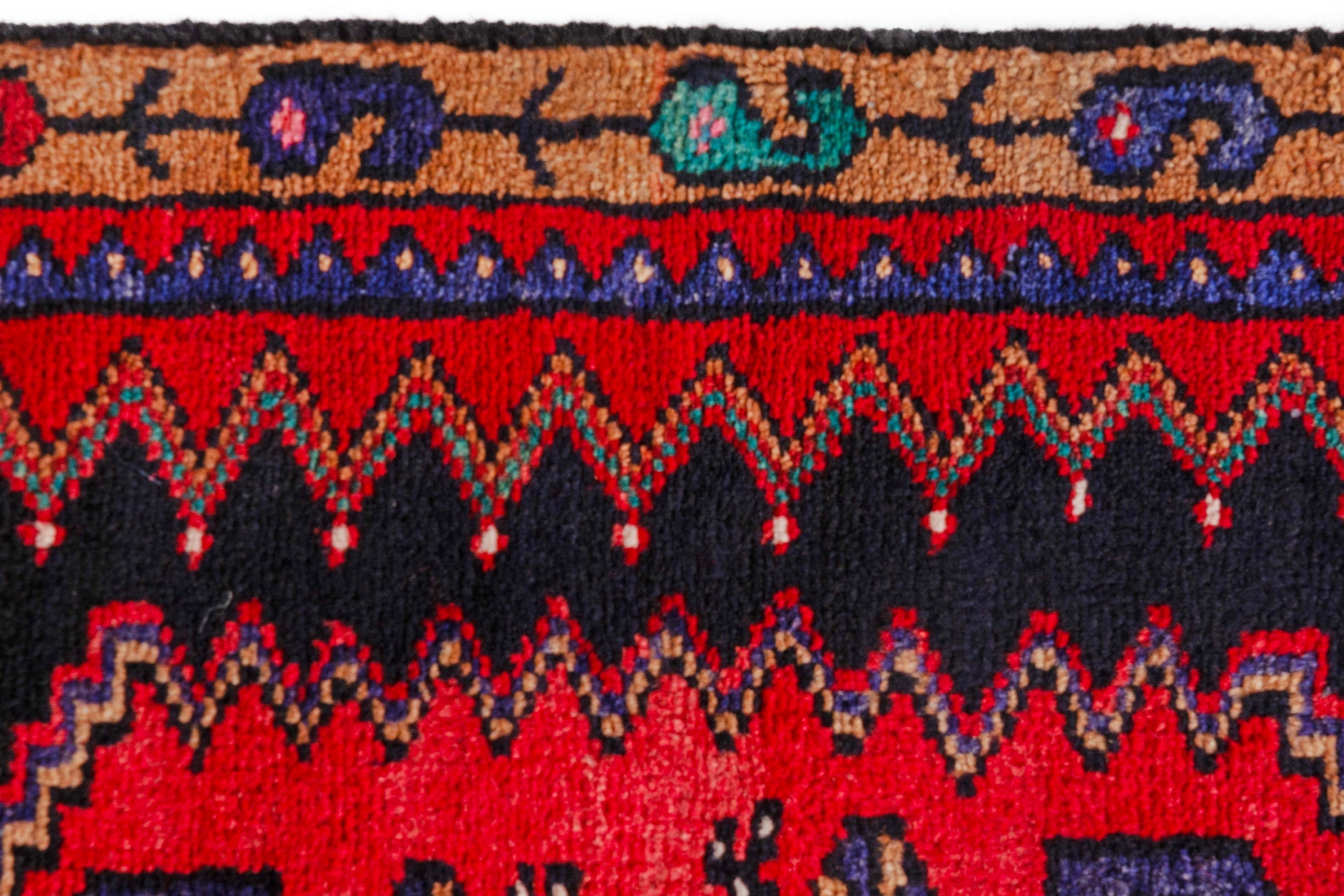Persian Zanjan runner rug in deep red and burgundy, view 11 of 19