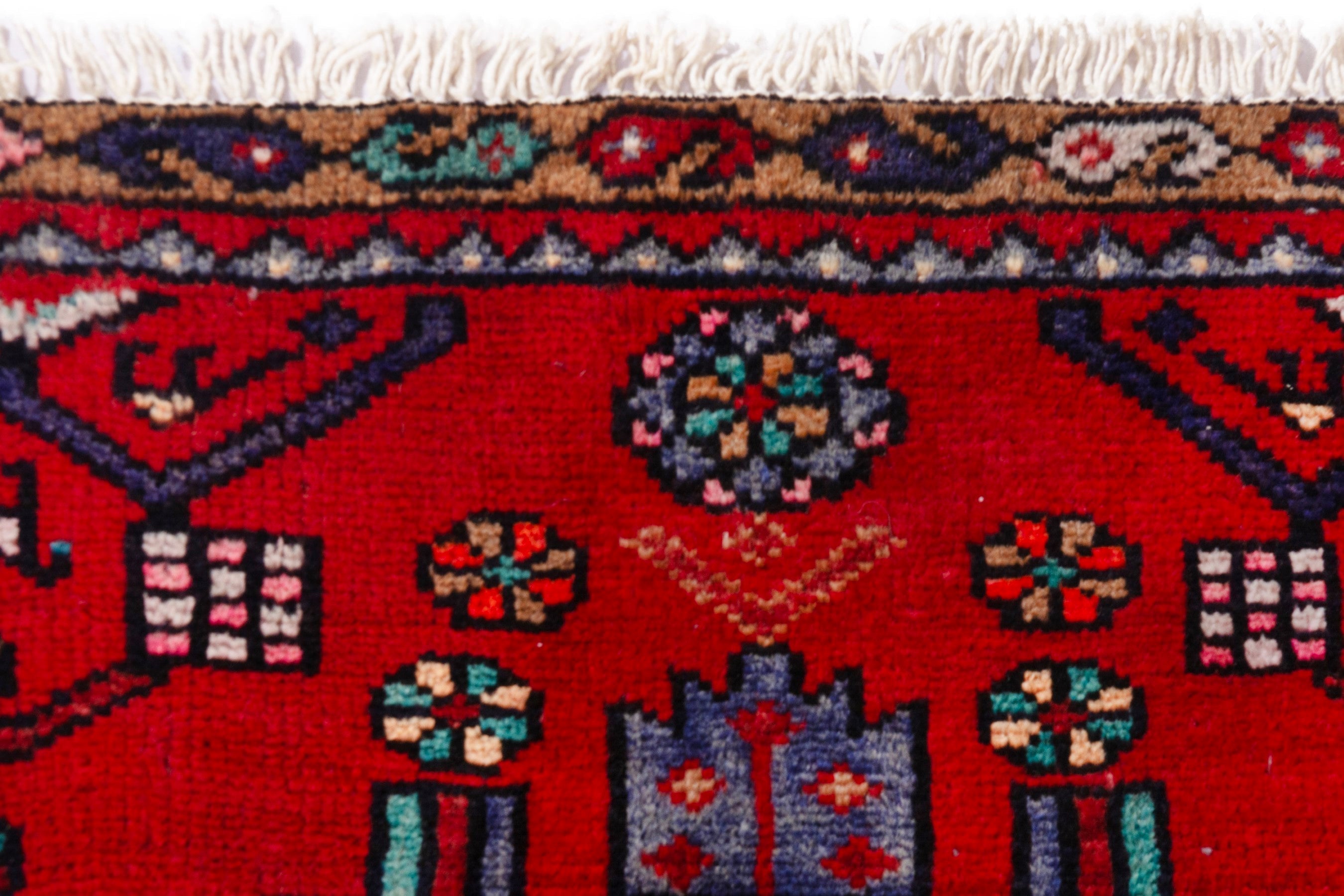 Persian Zanjan runner rug in deep red and burgundy, view 15 of 19