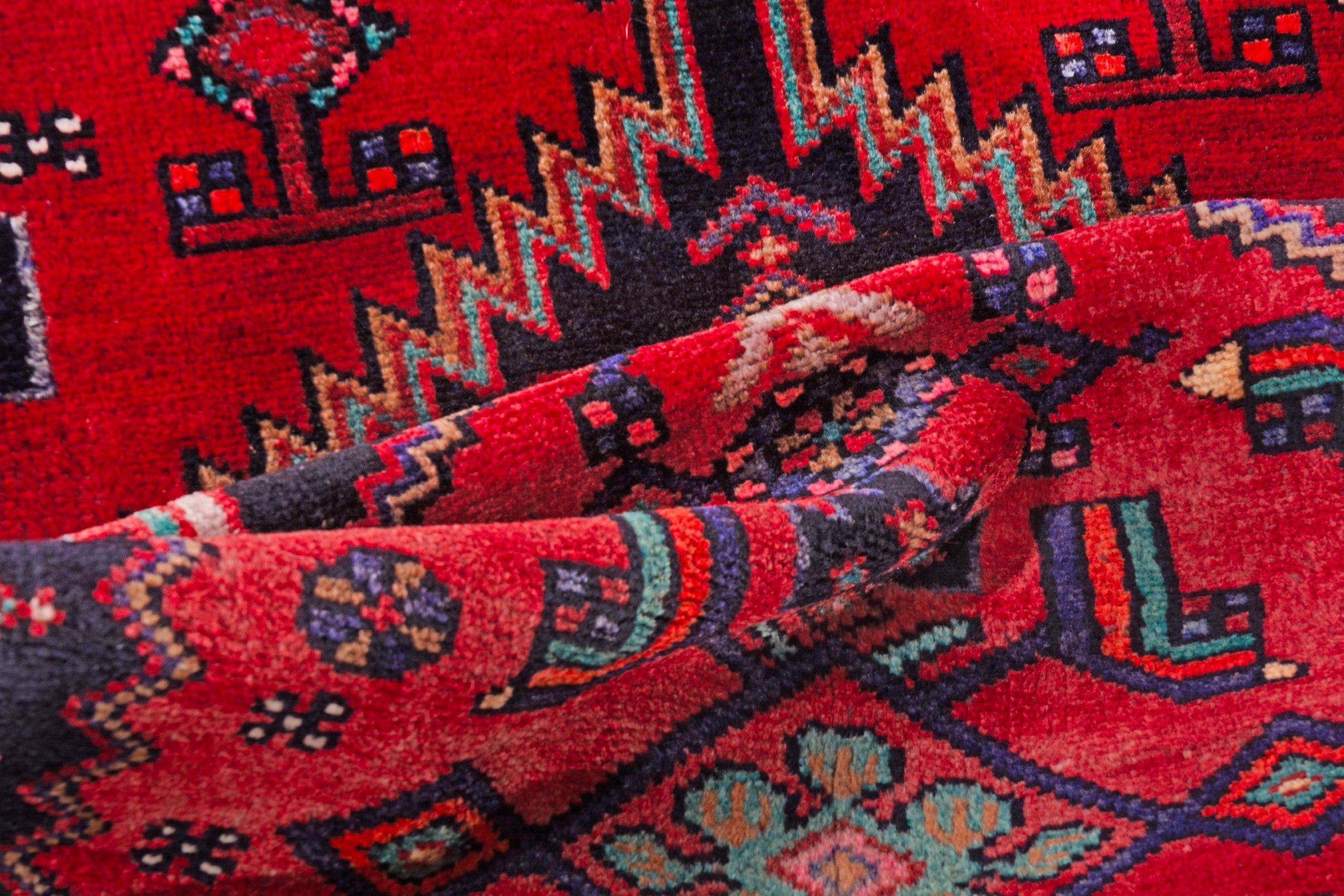 Persian Zanjan runner rug in deep red and burgundy, view 17 of 19