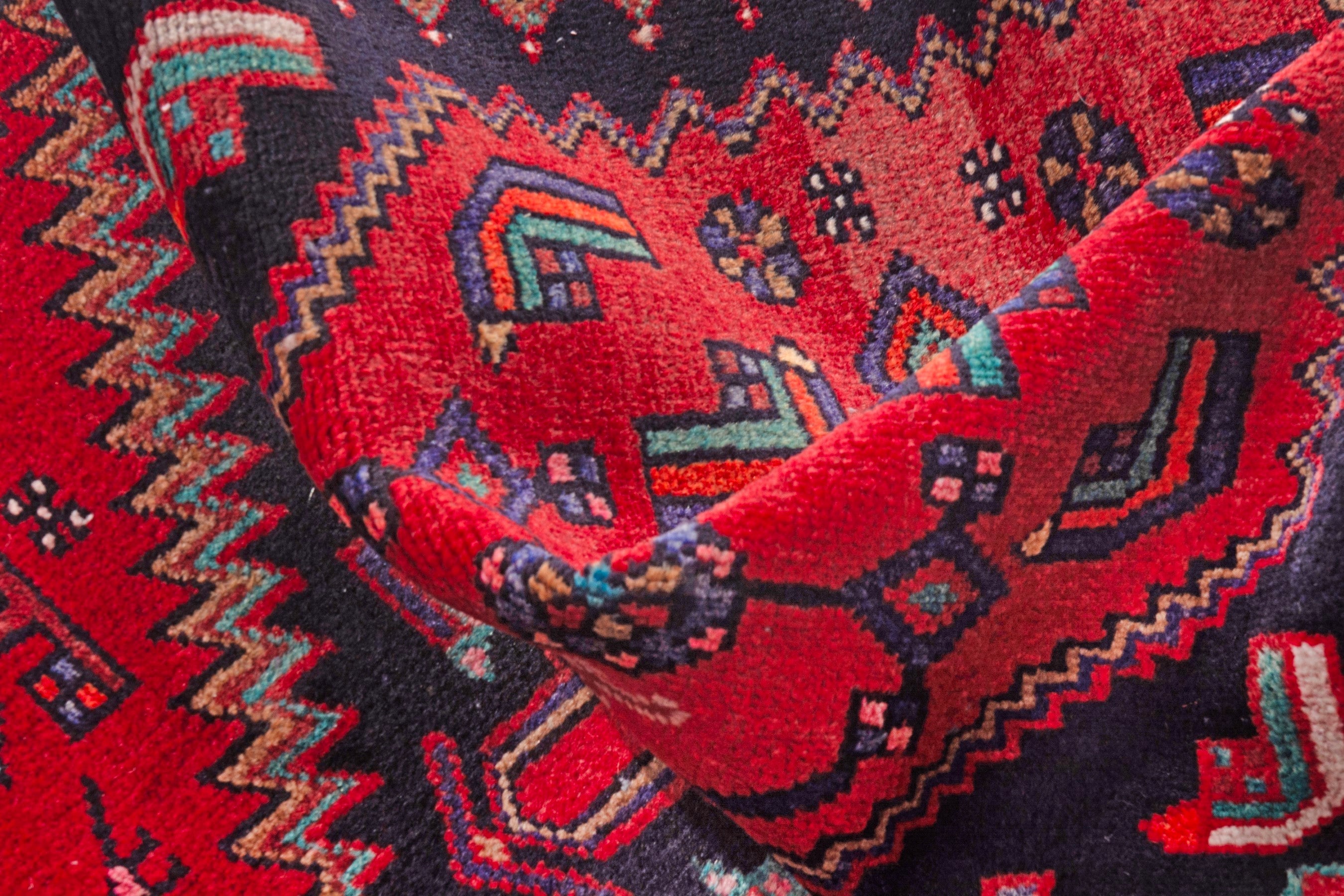Persian Zanjan runner rug in deep red and burgundy, view 18 of 19