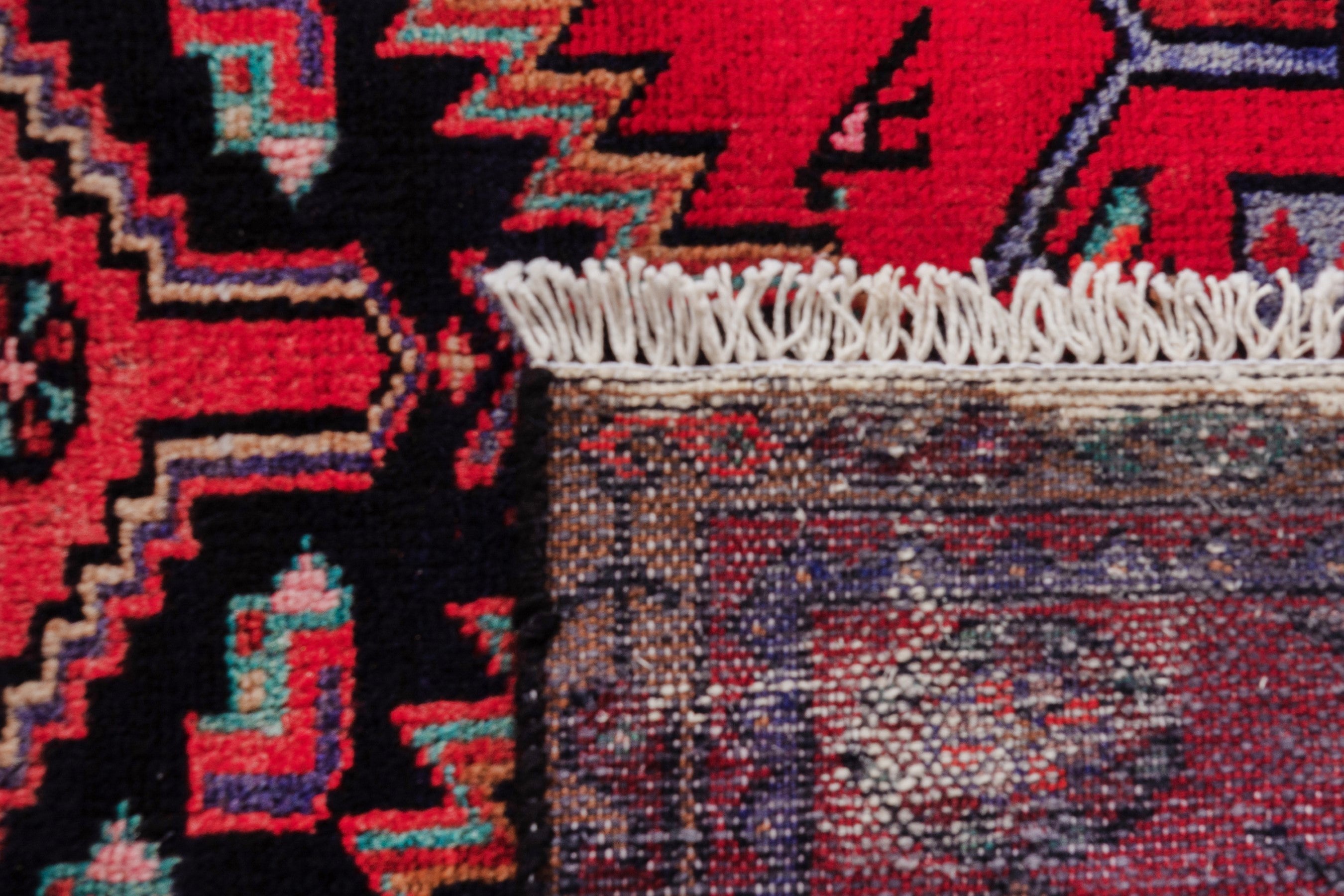 Persian Zanjan runner rug in deep red and burgundy, view 19 of 19