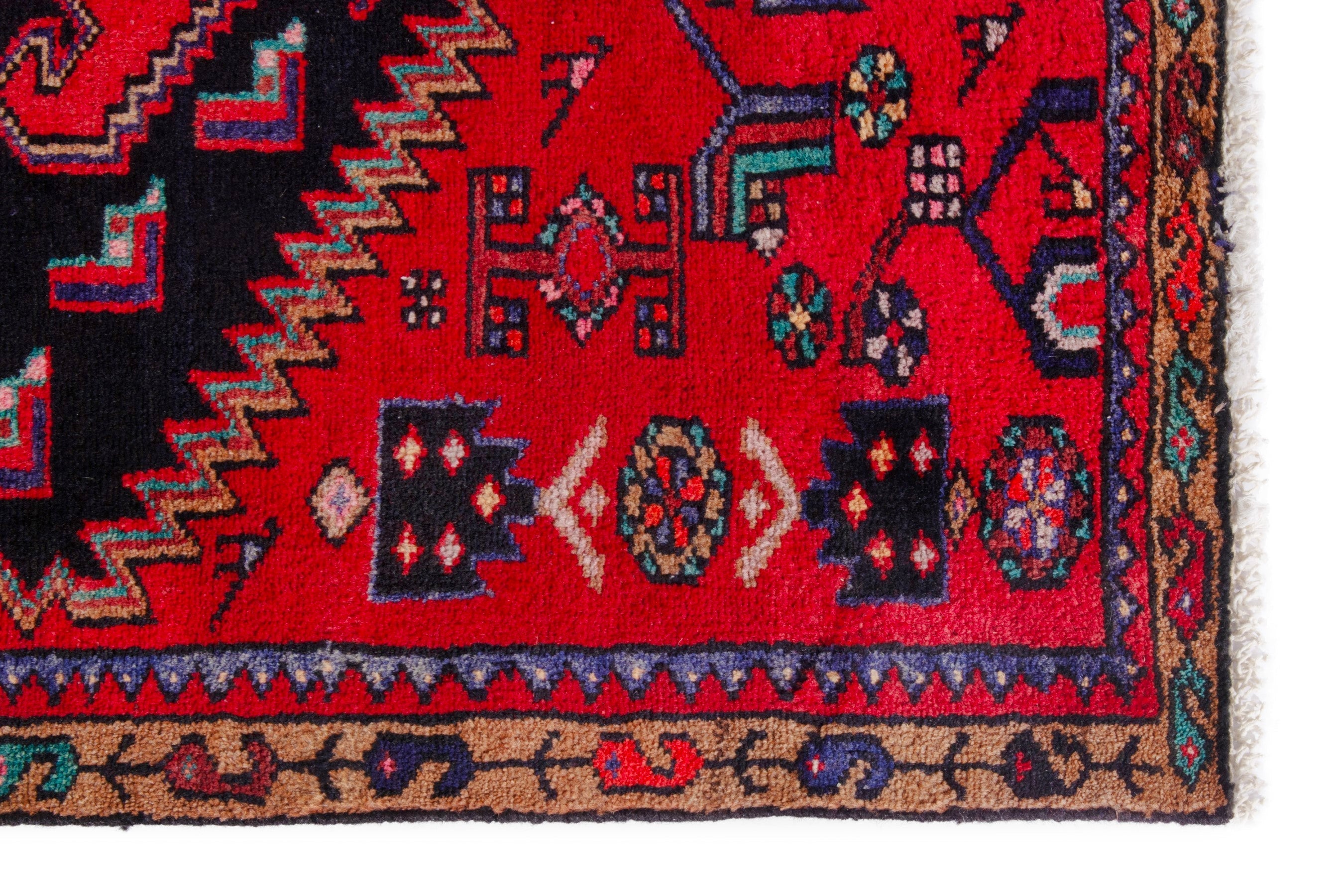 Persian Zanjan runner rug in deep red and burgundy, view 10 of 19