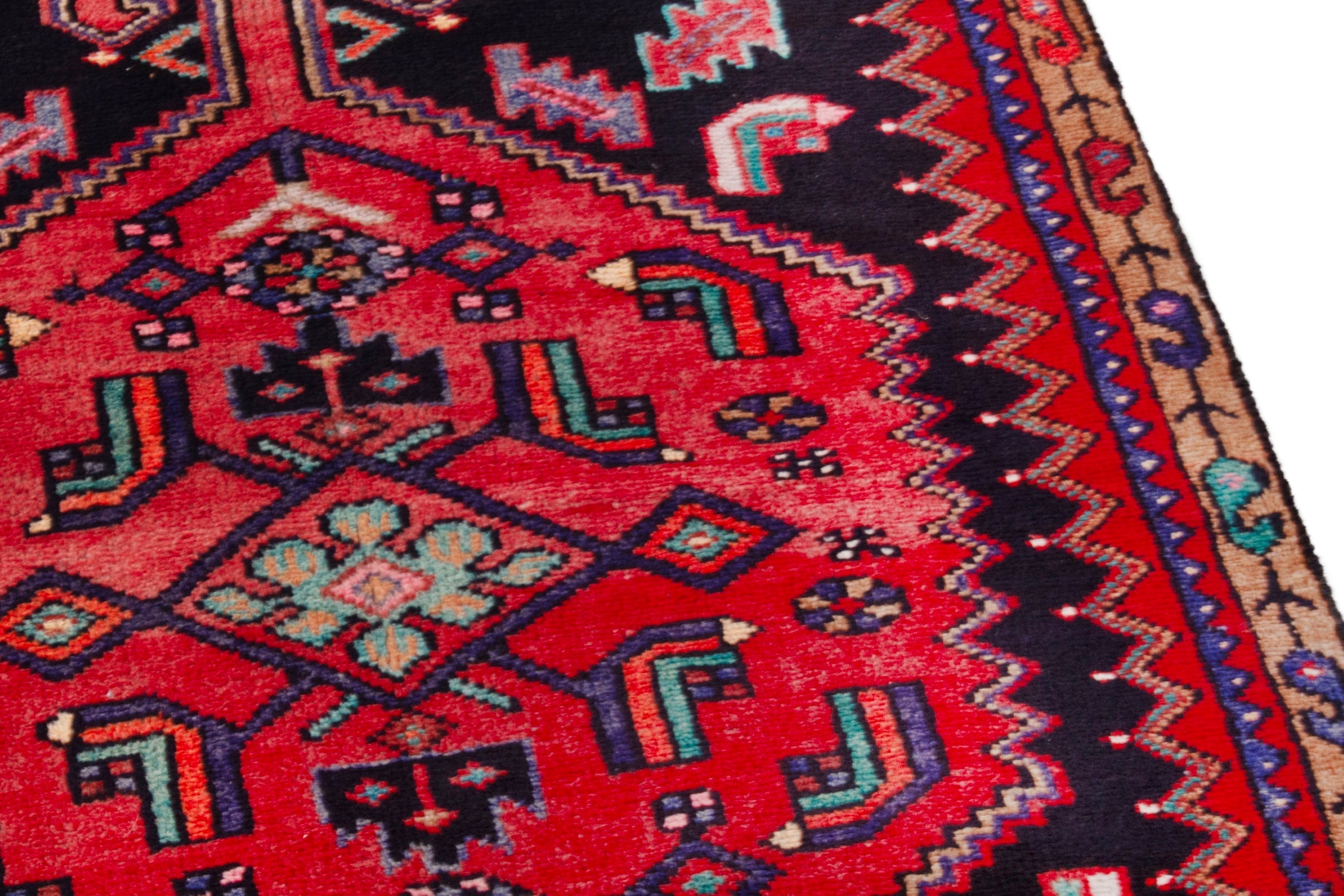Persian Zanjan runner rug in deep red and burgundy, view 9 of 19