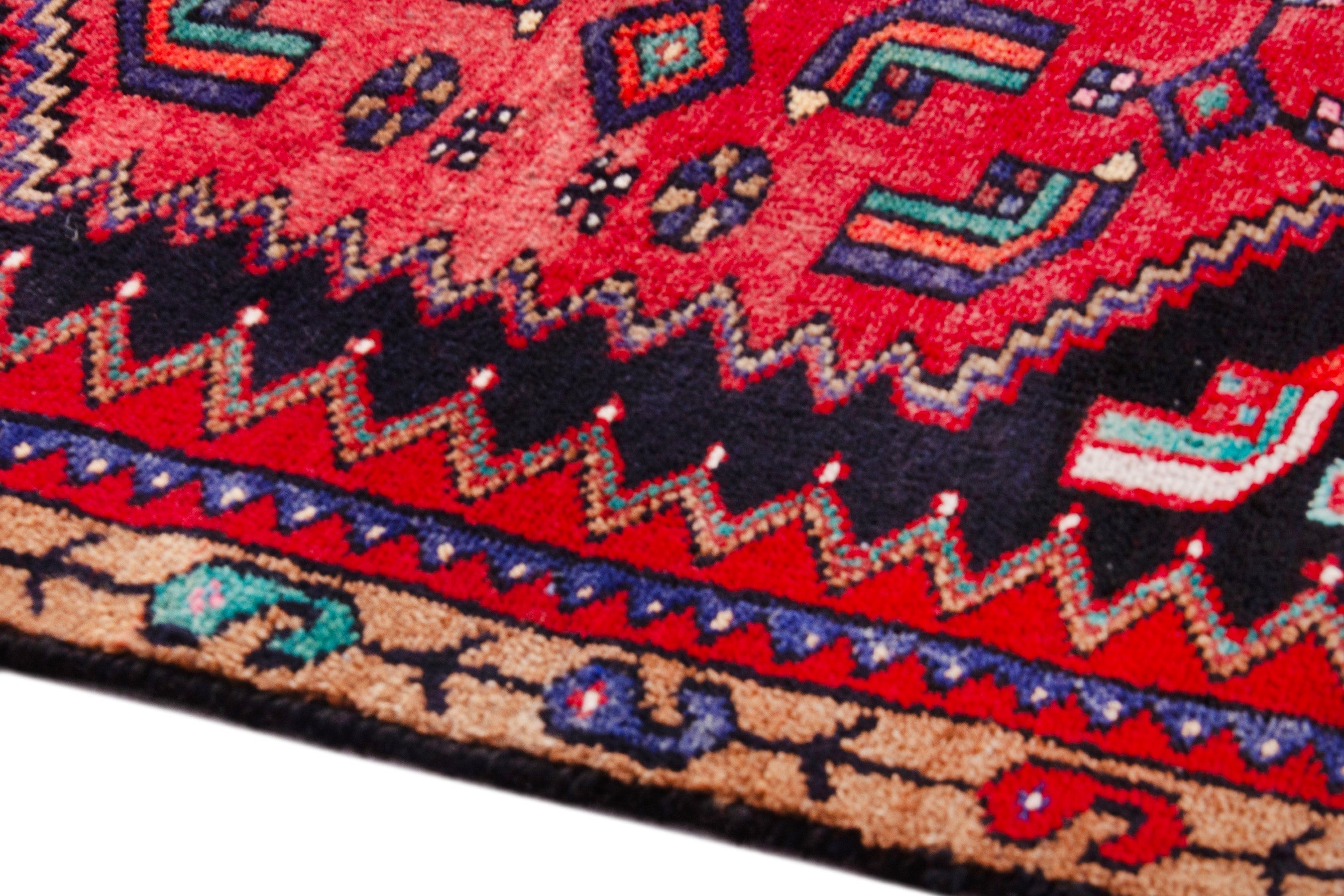 Persian Zanjan runner rug in deep red and burgundy, view 5 of 19