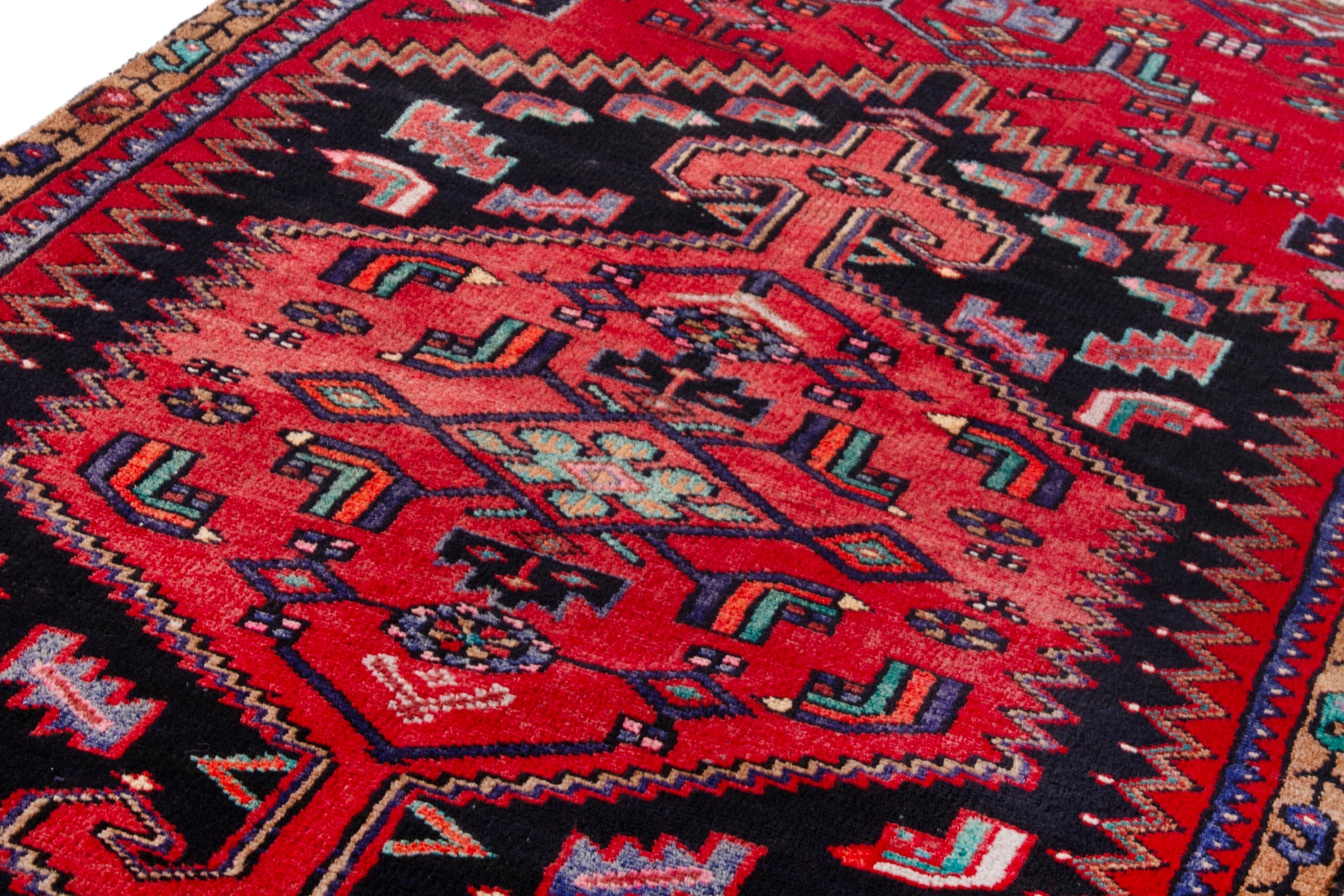 Persian Zanjan runner rug in deep red and burgundy, view 7 of 19