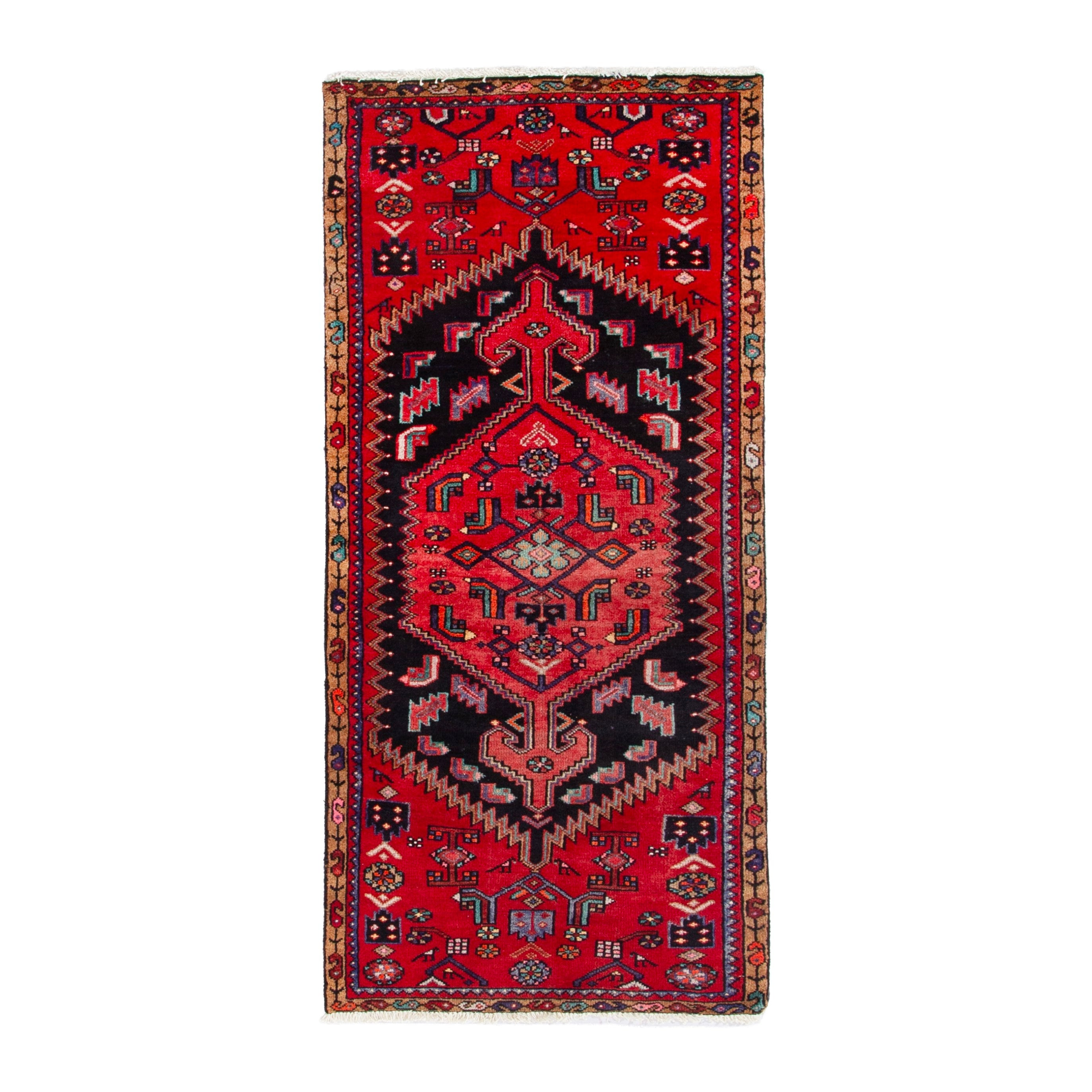 Persian Zanjan runner rug in deep red and burgundy, 2'11" x 6'7"