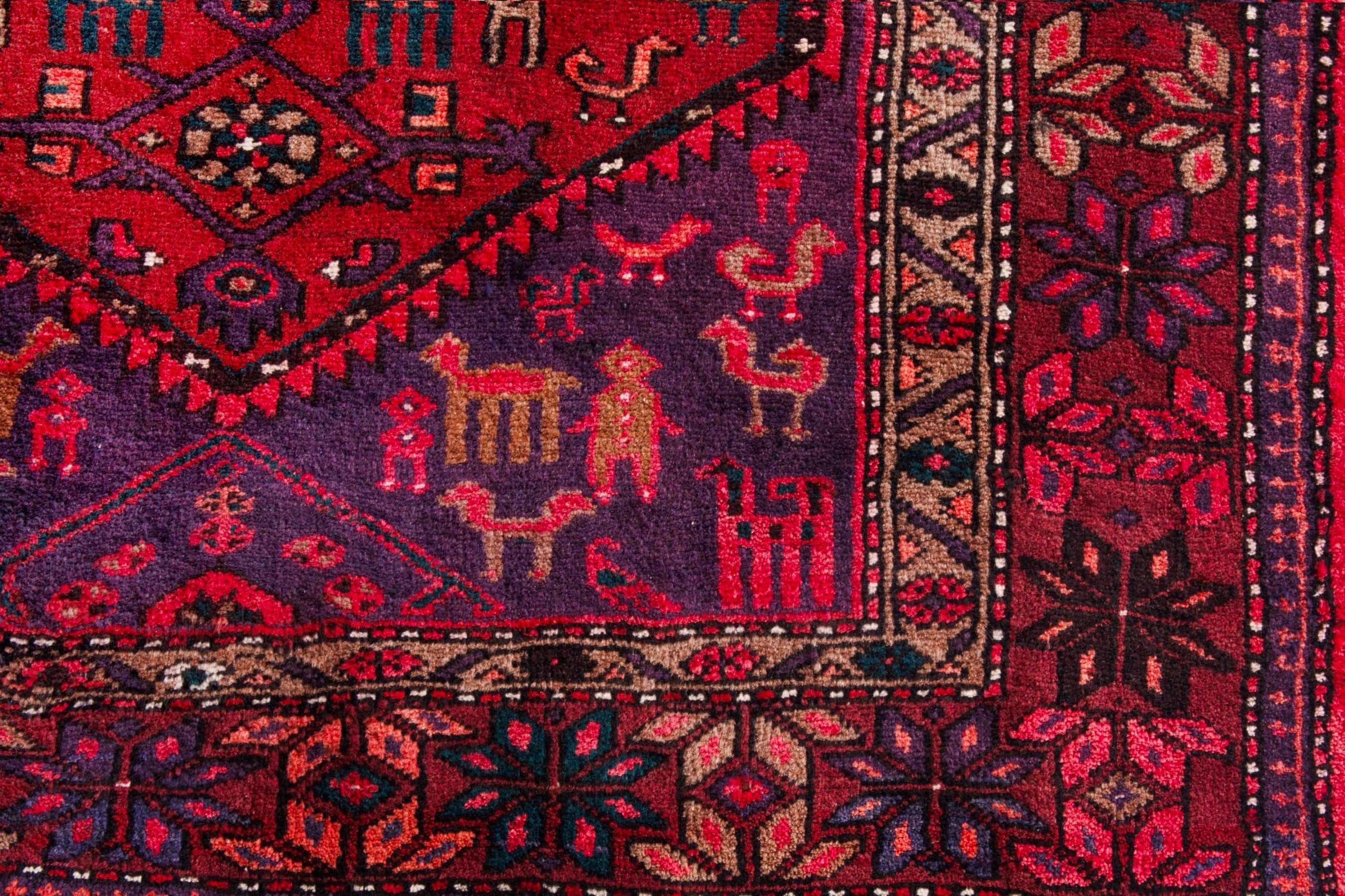 Persian Zanjan accent rug in deep red and burgundy, view 13 of 20