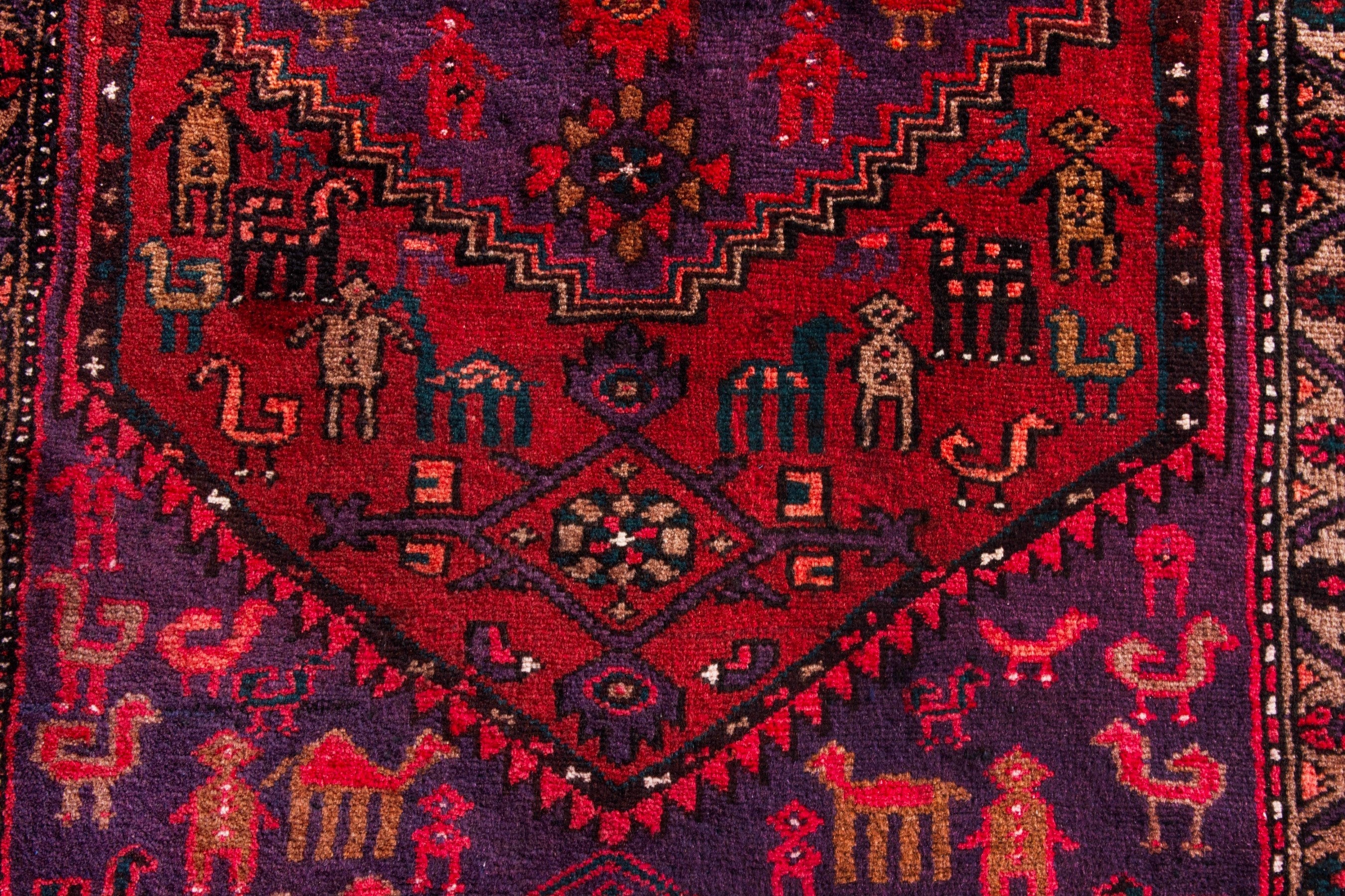 Persian Zanjan accent rug in deep red and burgundy, view 14 of 20