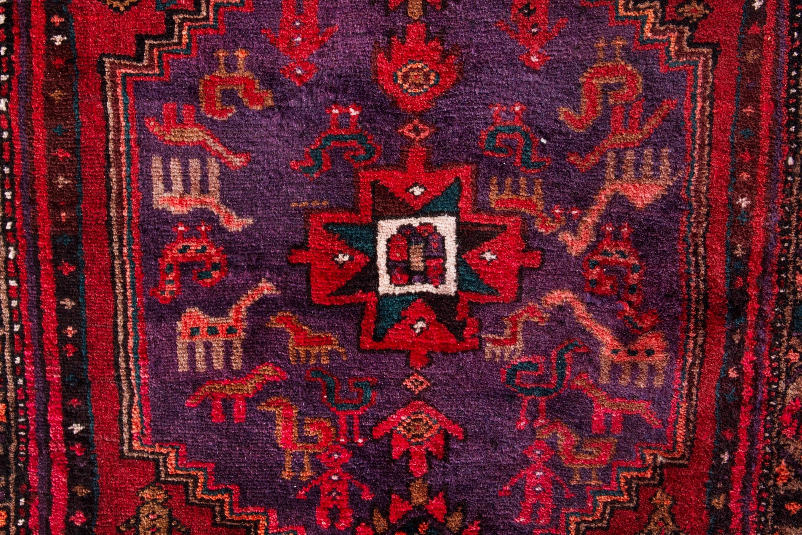 Persian Zanjan accent rug in deep red and burgundy, view 15 of 20