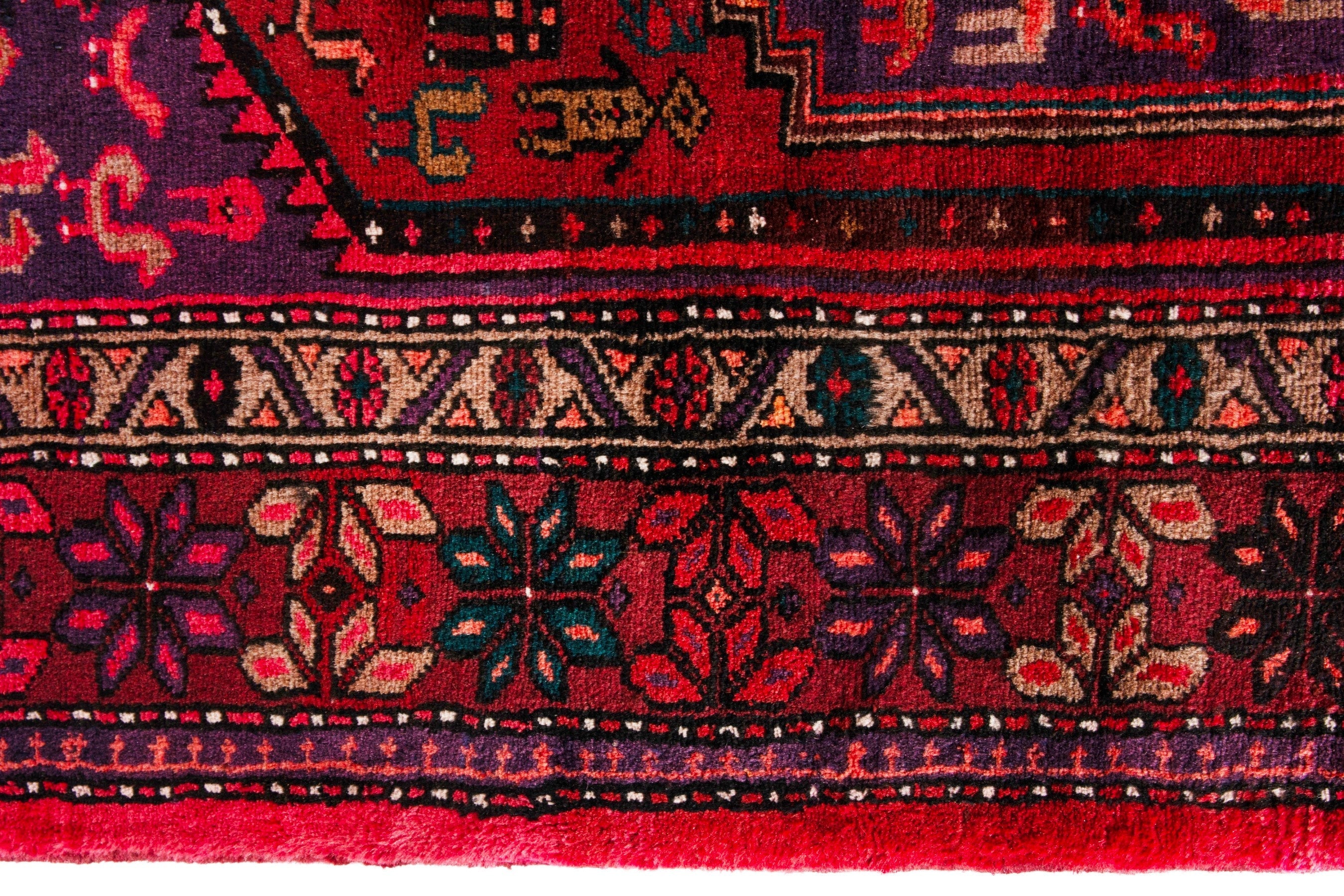 Persian Zanjan accent rug in deep red and burgundy, view 11 of 20