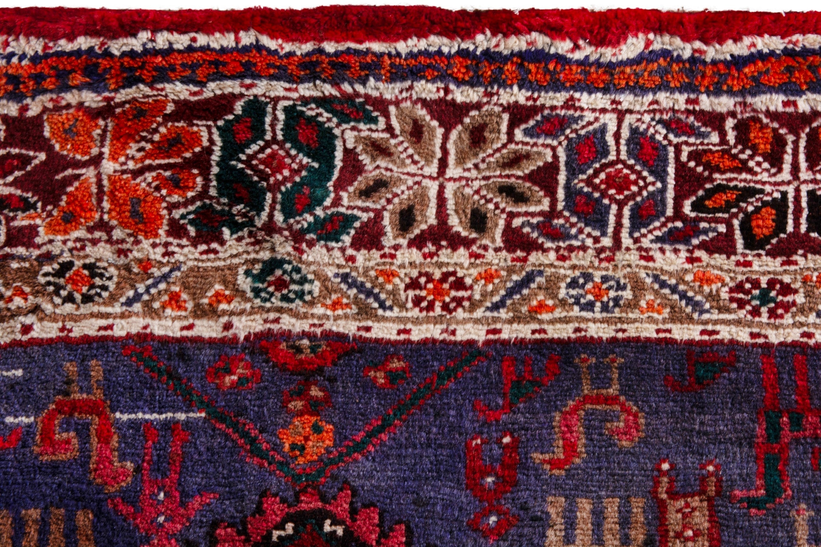 Persian Zanjan accent rug in deep red and burgundy, view 12 of 20