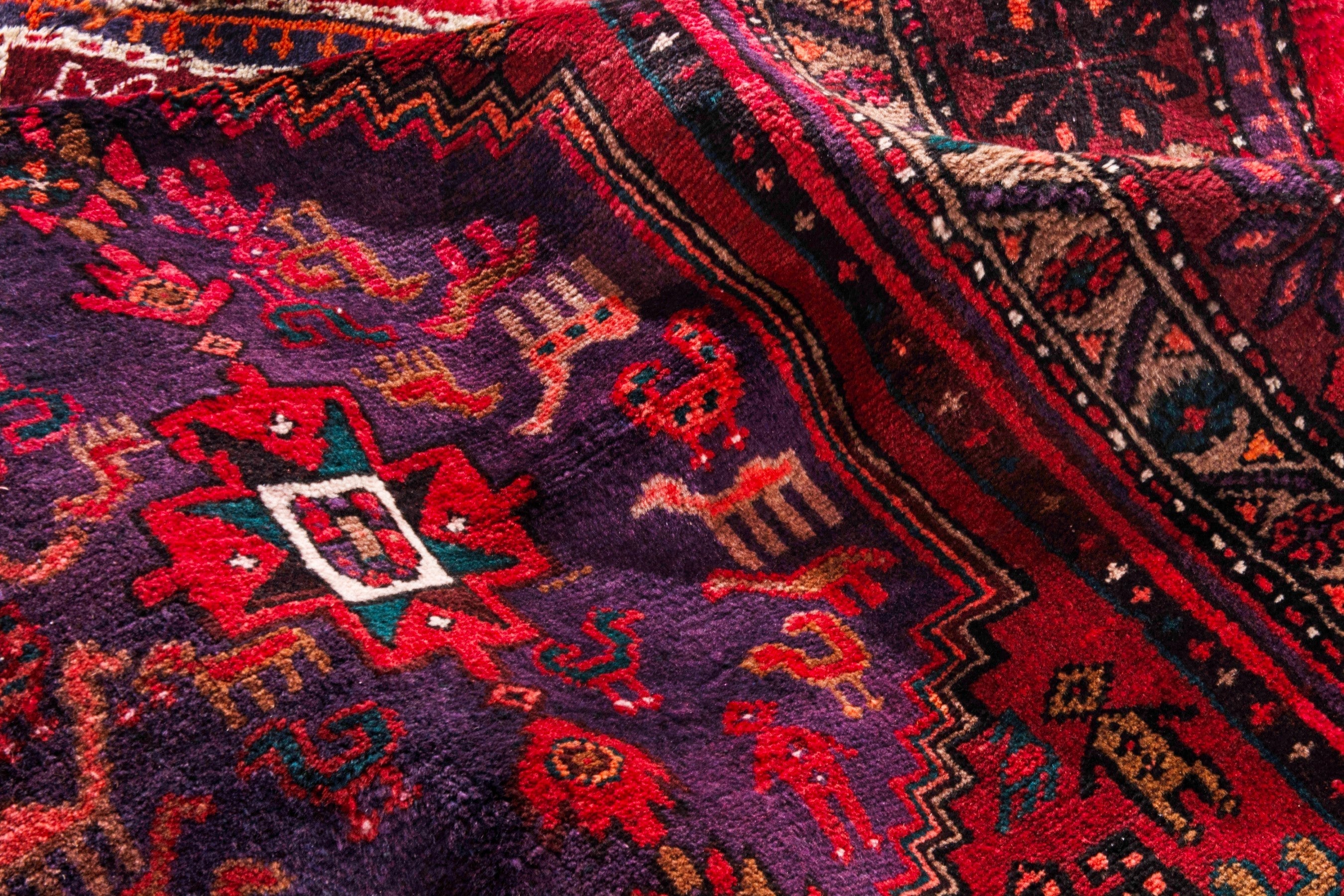 Persian Zanjan accent rug in deep red and burgundy, view 16 of 20