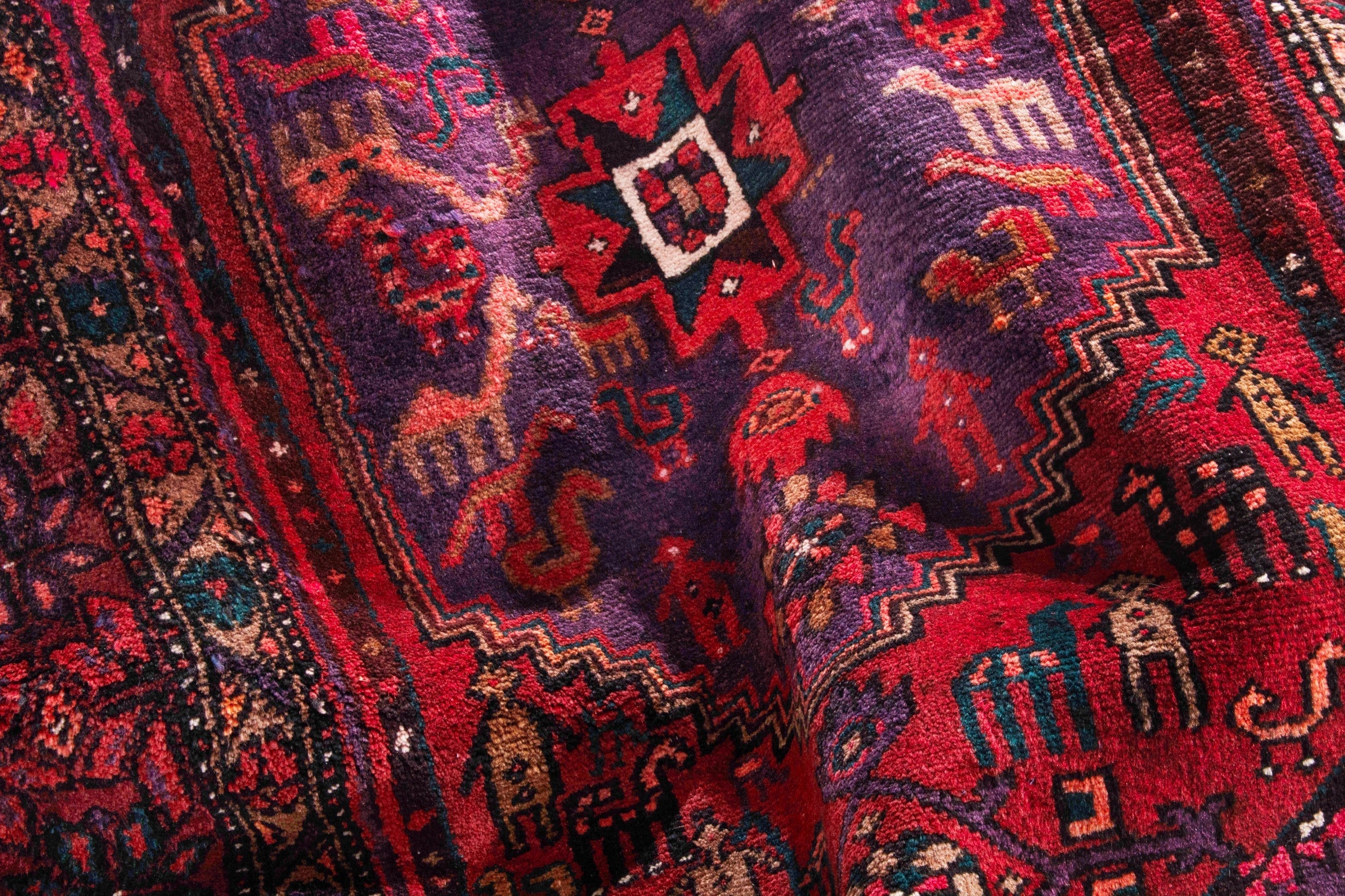 Persian Zanjan accent rug in deep red and burgundy, view 17 of 20