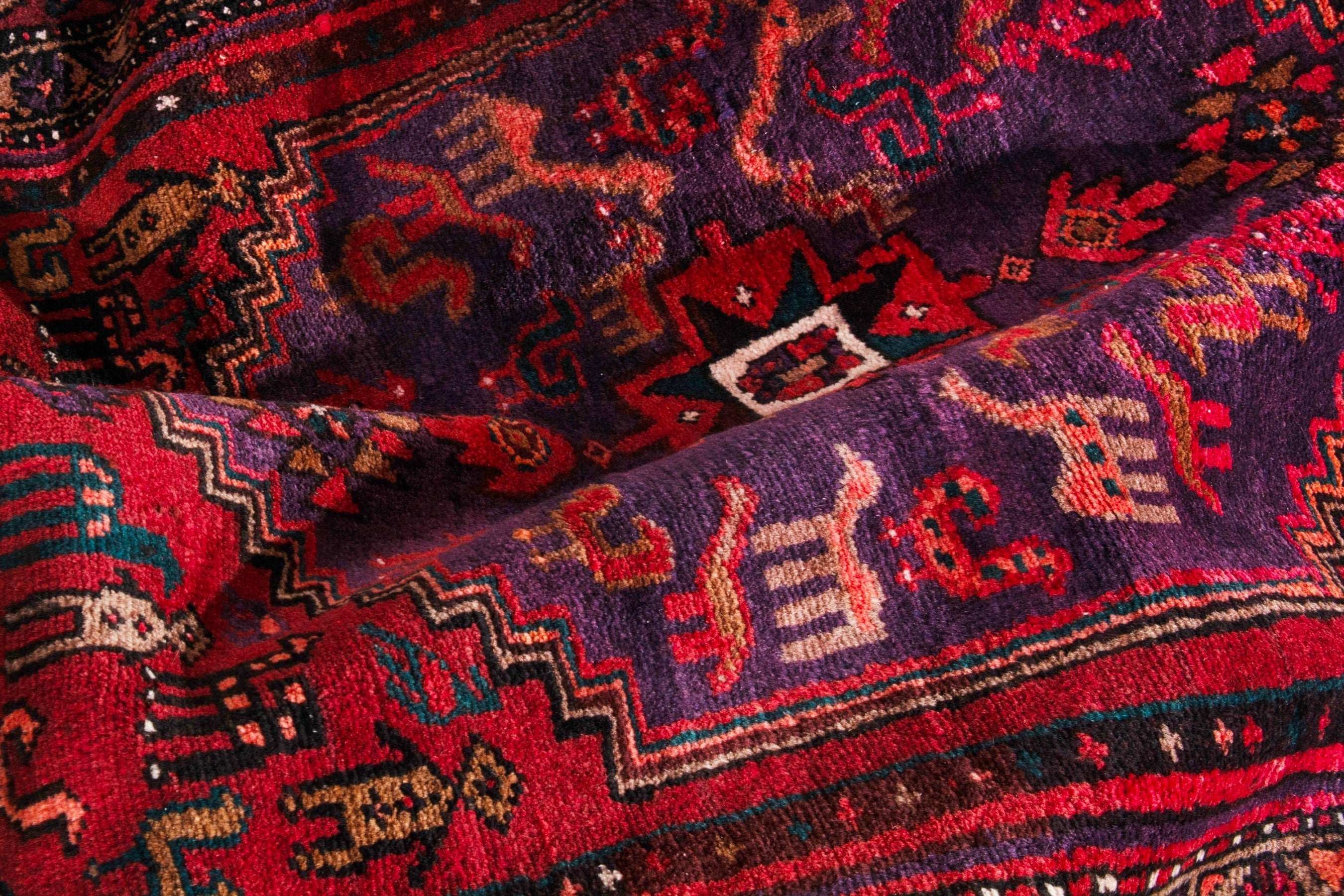 Persian Zanjan accent rug in deep red and burgundy, view 18 of 20