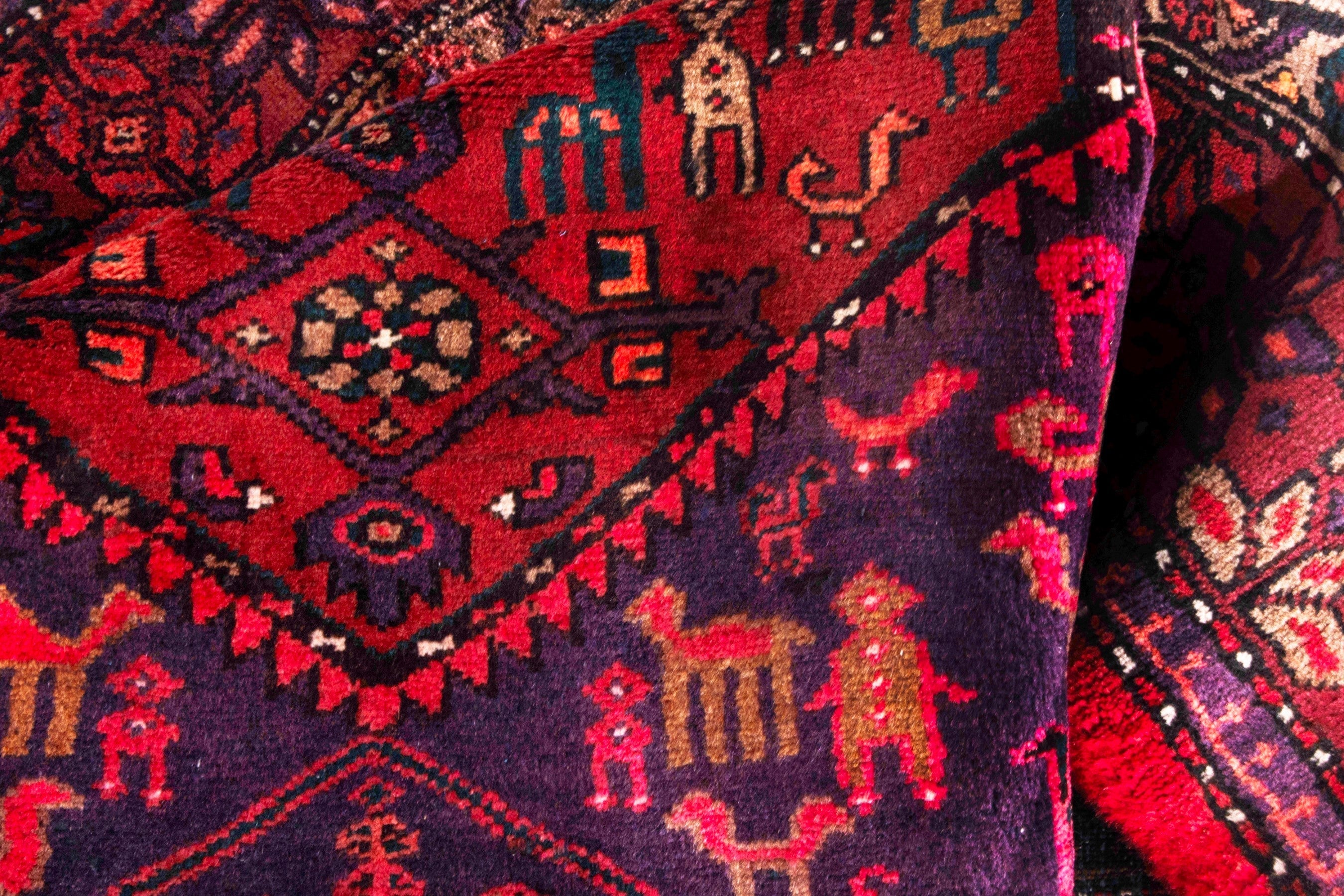 Persian Zanjan accent rug in deep red and burgundy, view 19 of 20