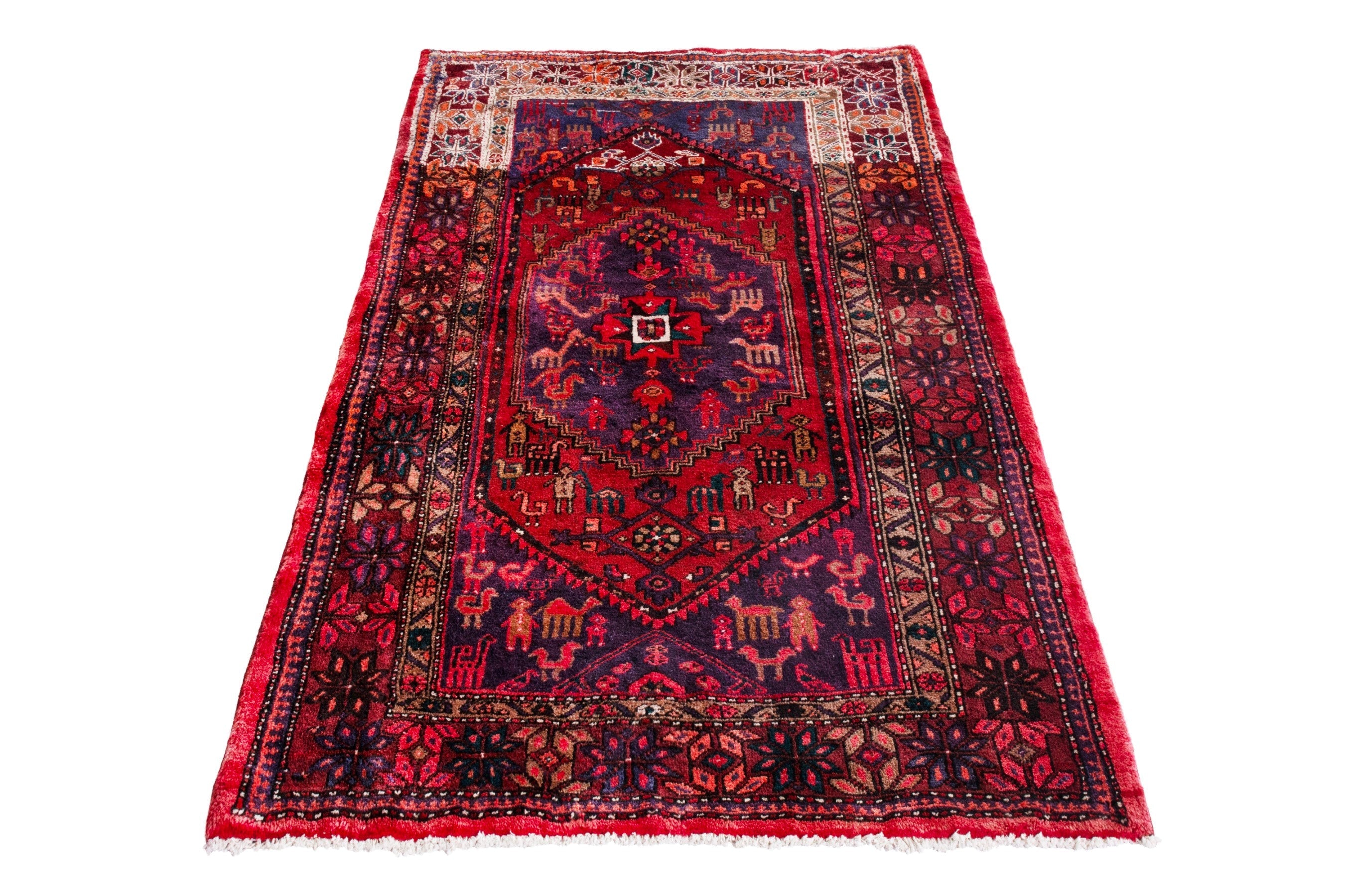 Persian Zanjan accent rug in deep red and burgundy, view 2 of 20