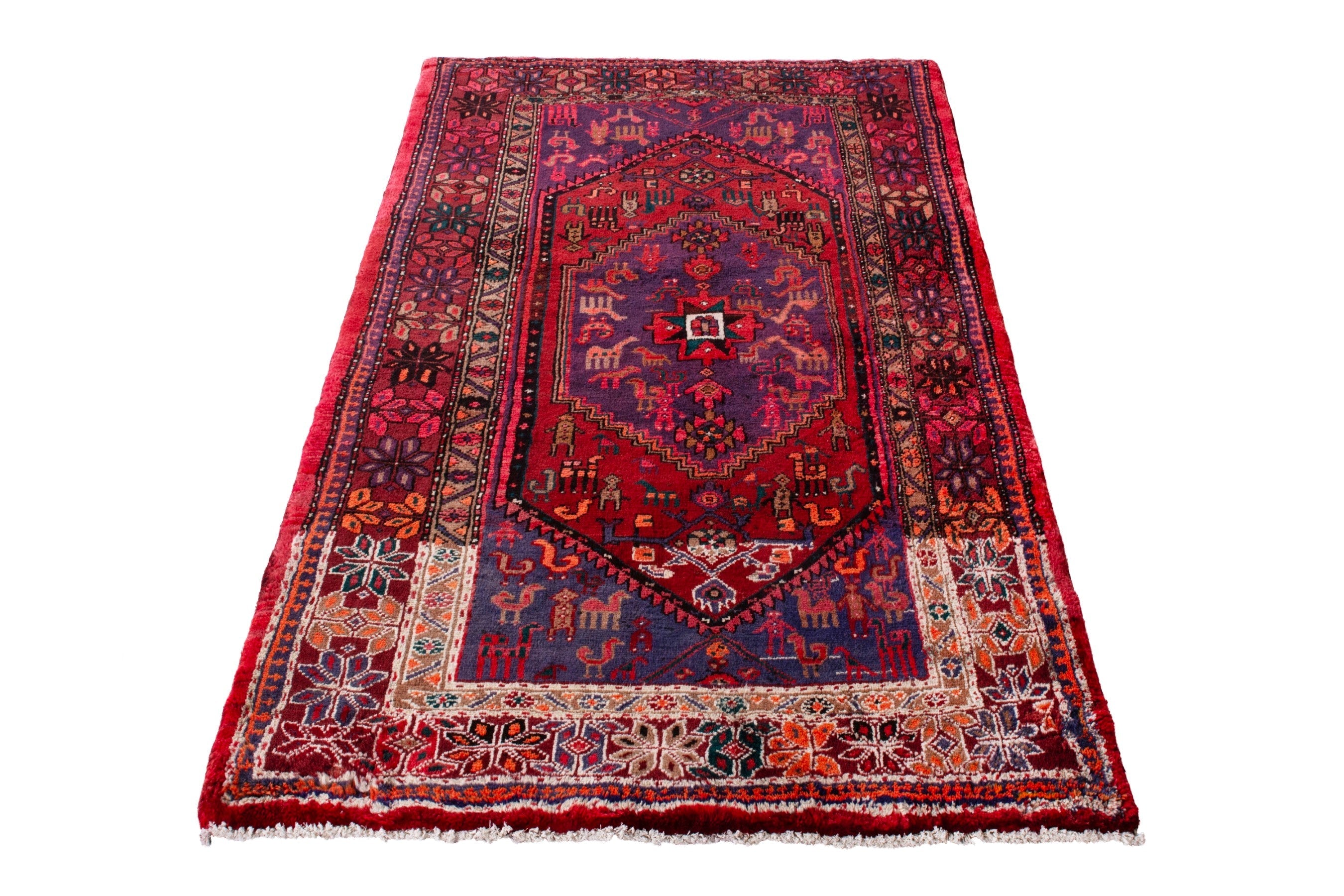 Persian Zanjan accent rug in deep red and burgundy, view 3 of 20