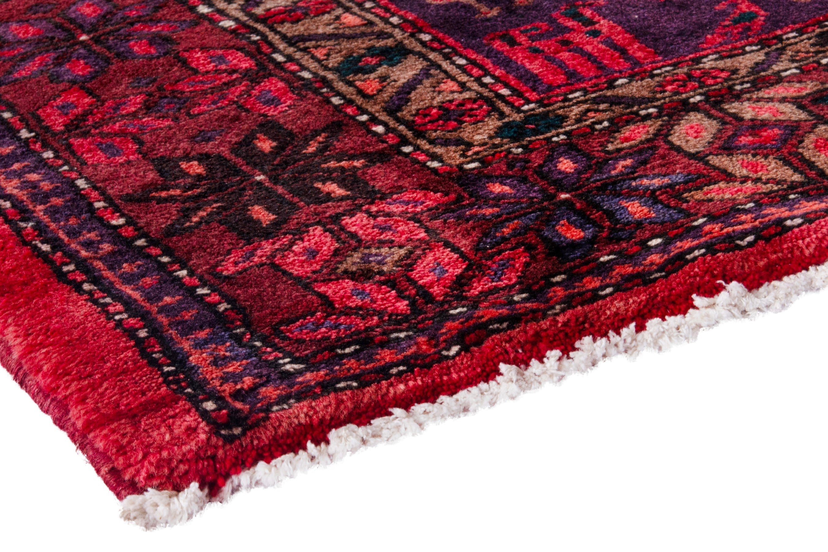 Persian Zanjan accent rug in deep red and burgundy, view 4 of 20
