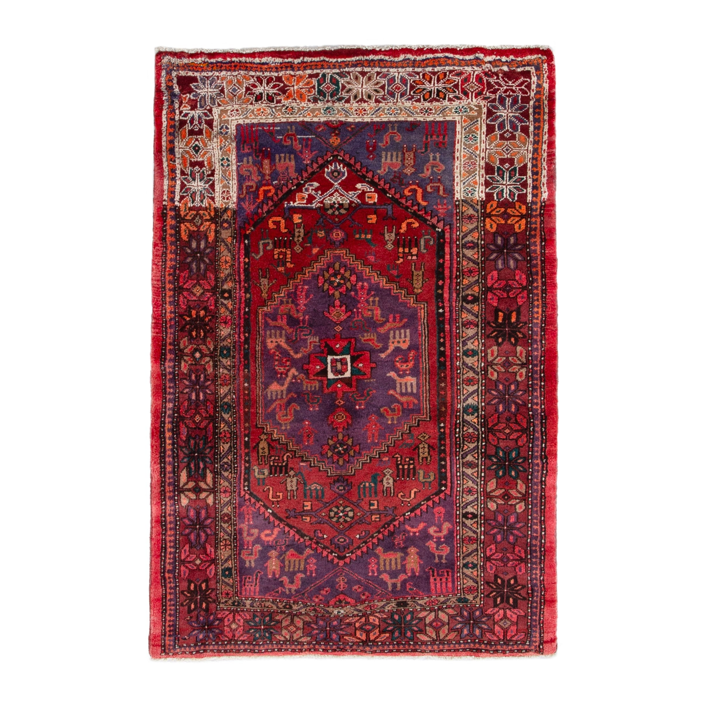 Persian Zanjan accent rug in deep red and burgundy, 4'3" x 6'5"