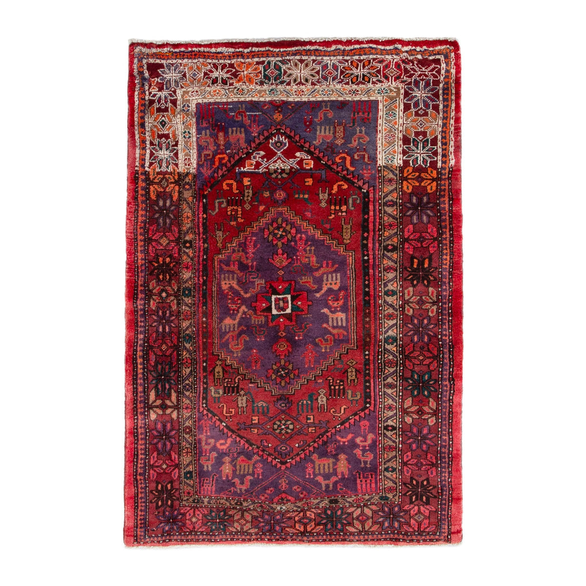 Persian Zanjan area rug in deep red and burgundy, 4'3" x 6'5"