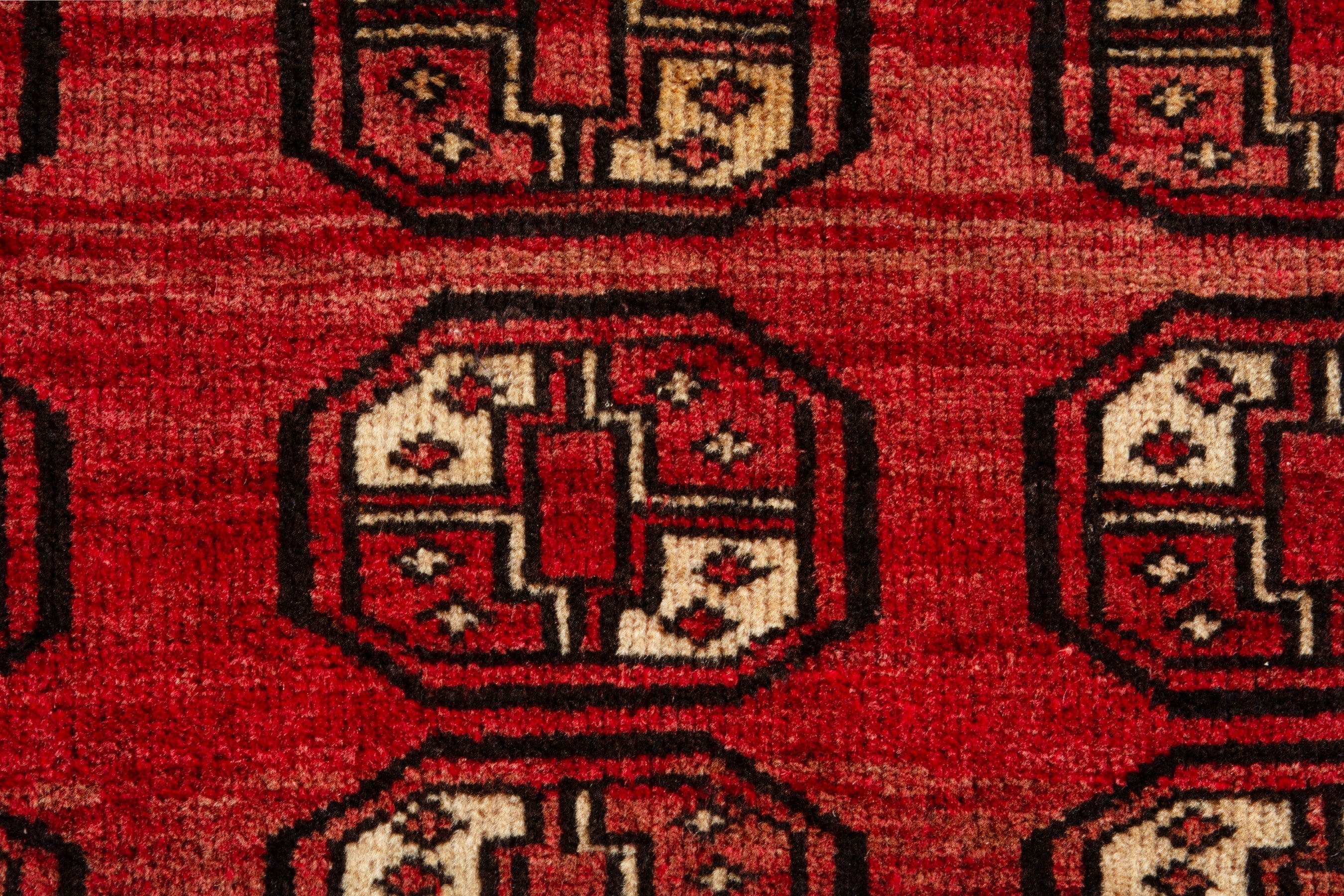 Persian Baluch runner rug in deep red and antique gold, view 11 of 16