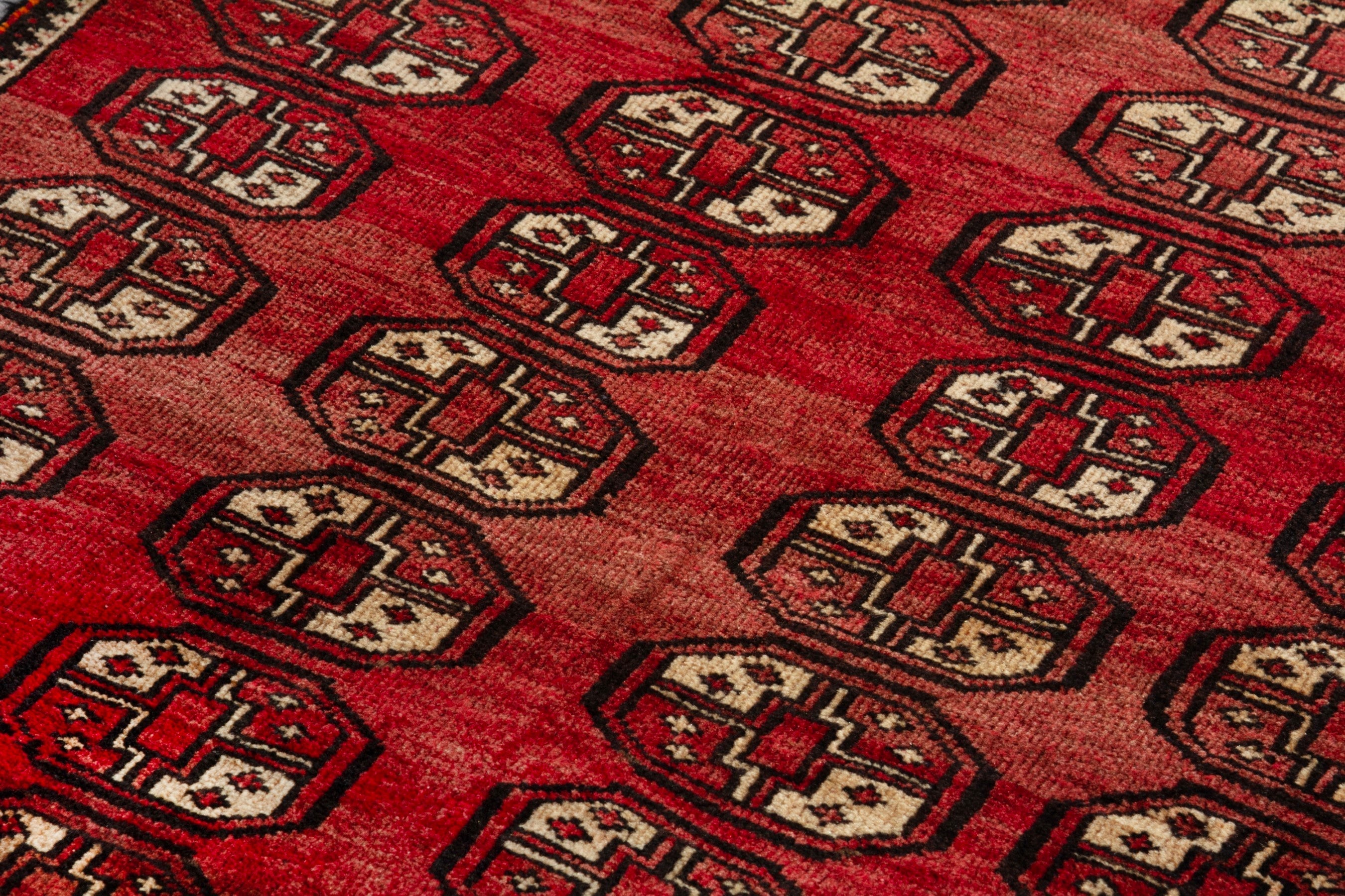 Persian Baluch runner rug in deep red and antique gold, view 7 of 16