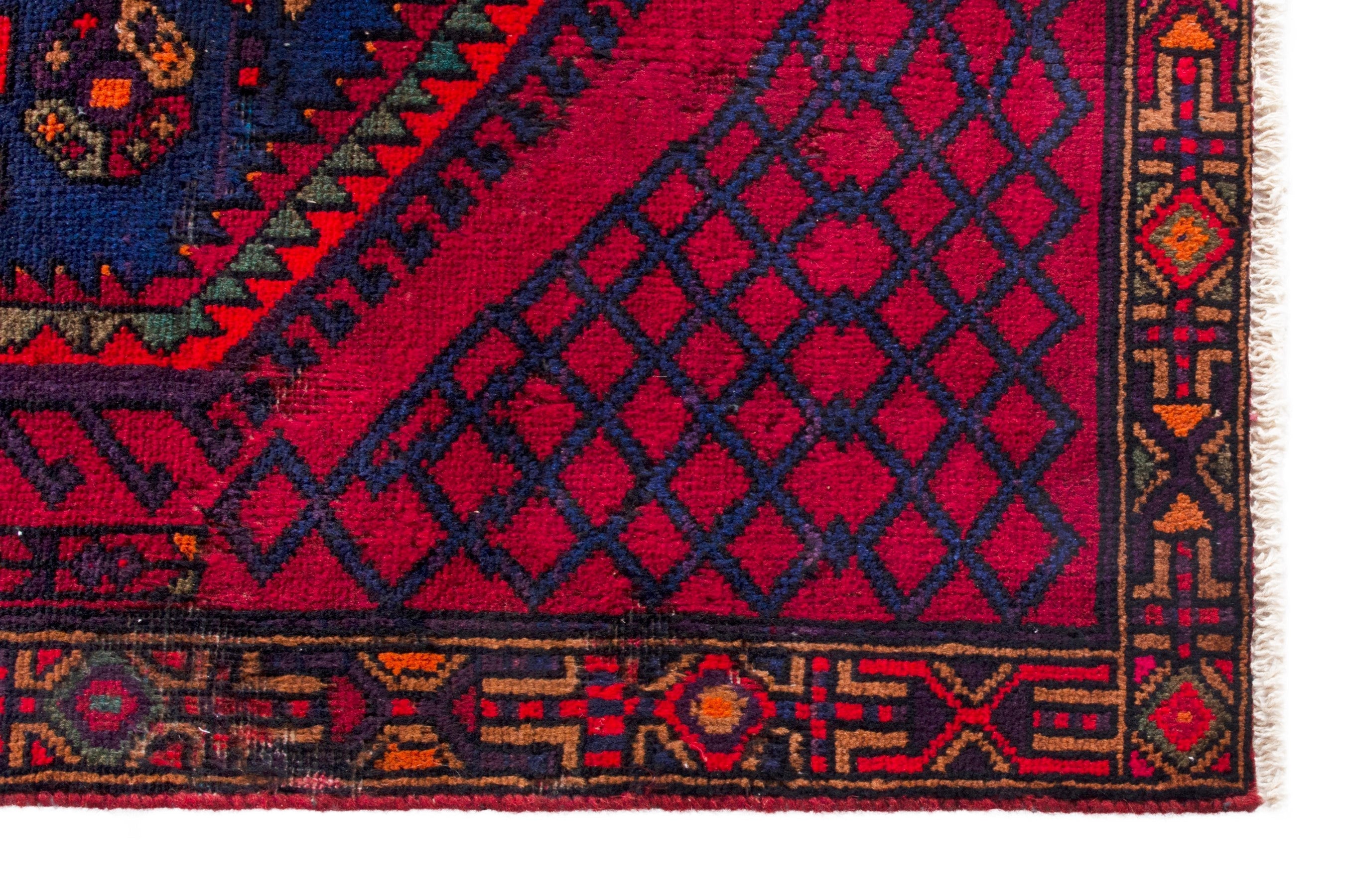 Persian Zanjan area rug in navy and deep red, view 10 of 17