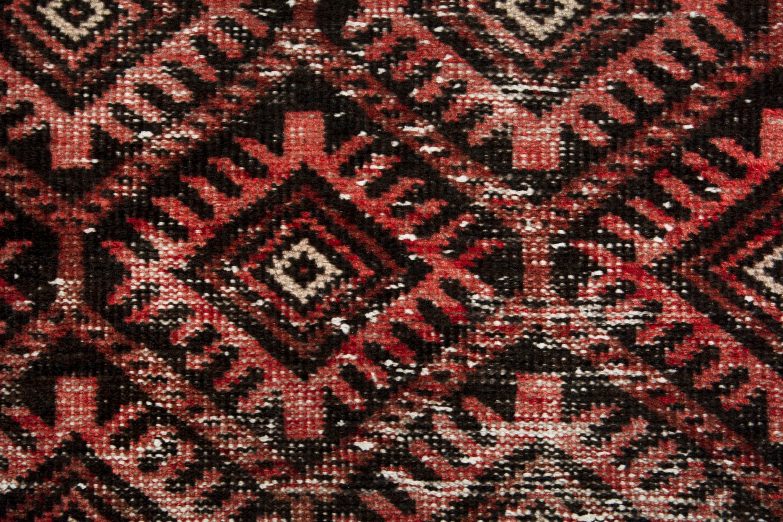 Persian Baluch runner rug in cream and brick, view 12 of 17