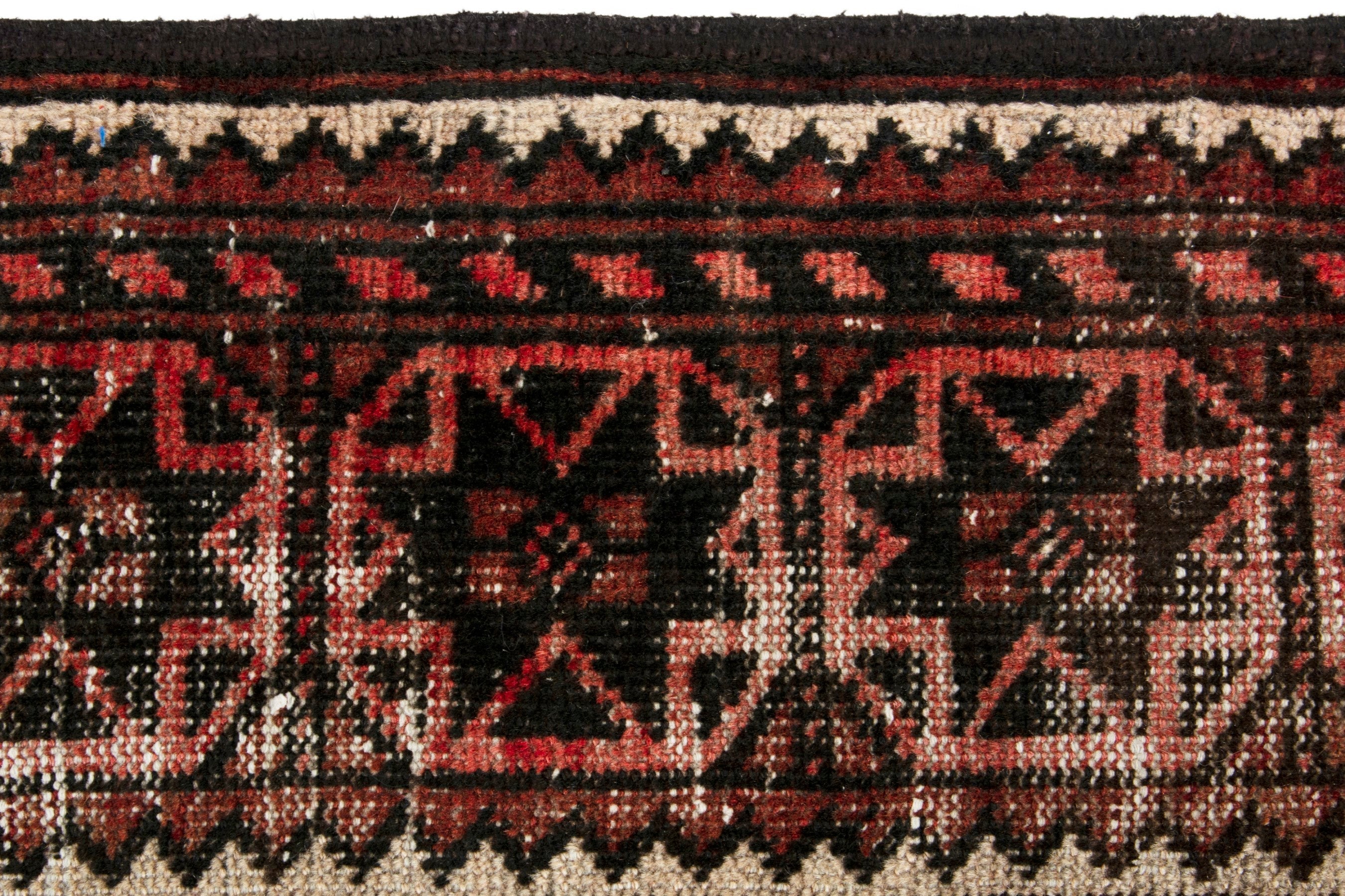 Persian Baluch runner rug in cream and brick, view 11 of 17