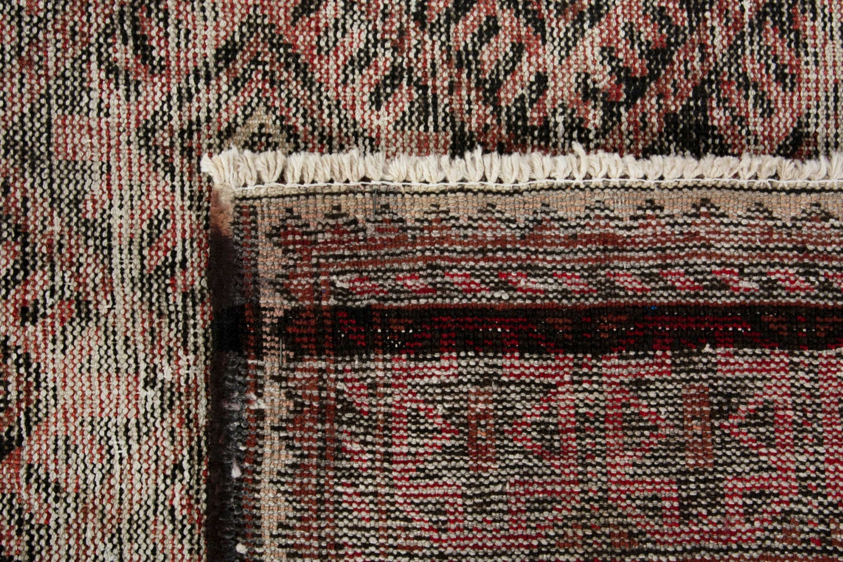 Persian Baluch runner rug in cream and brick, view 17 of 17