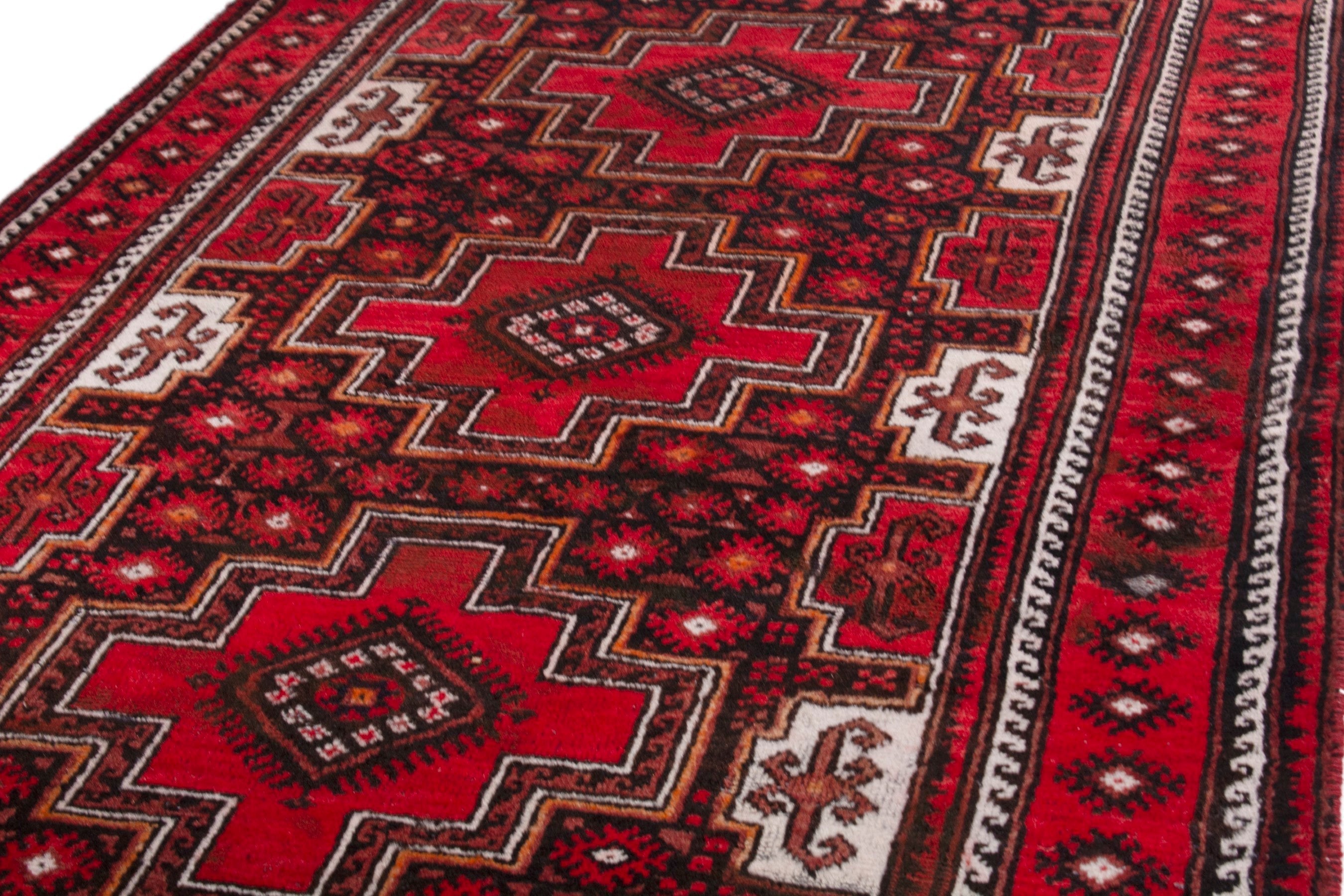 Persian Baluch area rug in deep red and burgundy, view 8 of 19