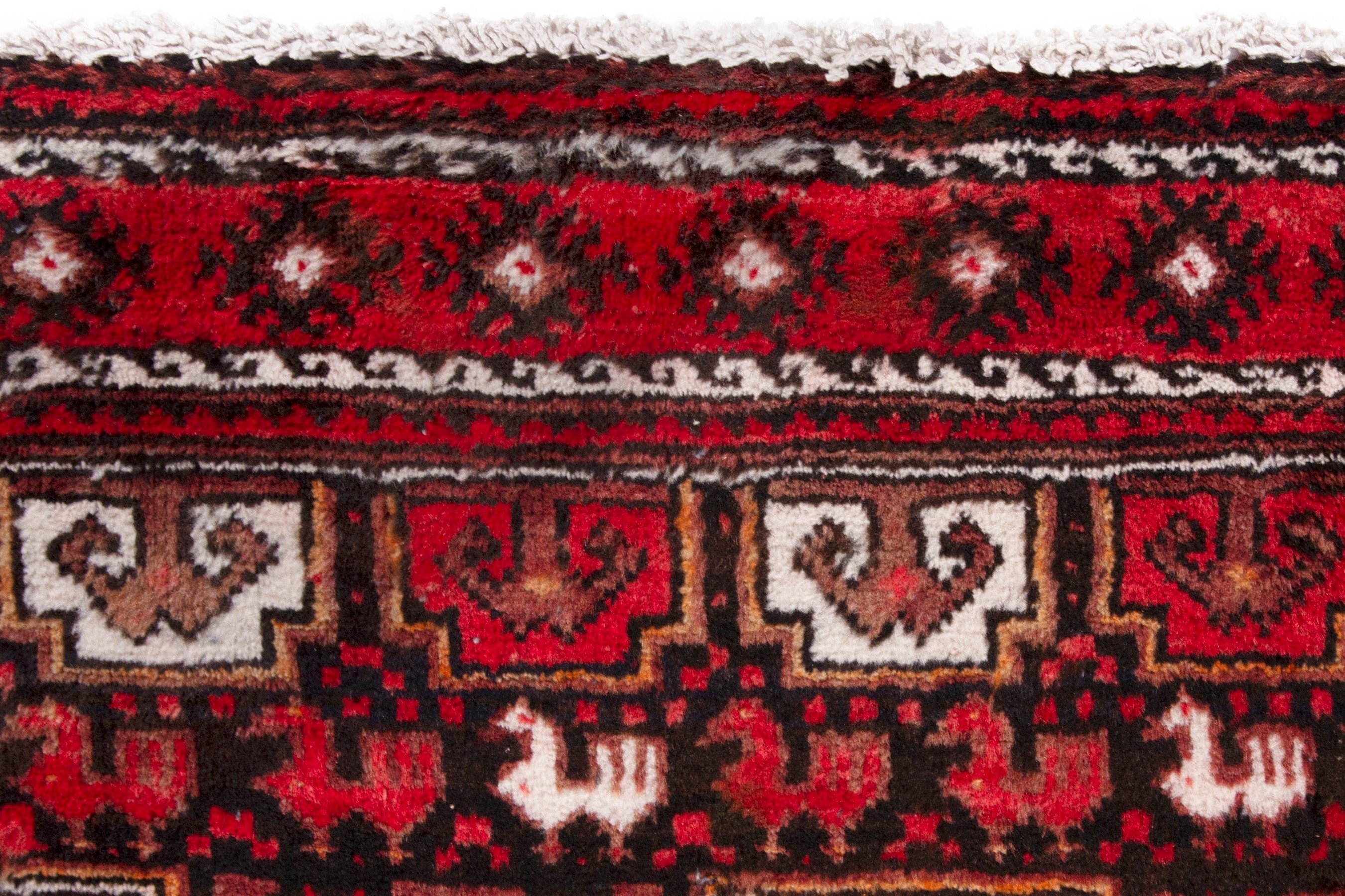 Persian Baluch area rug in deep red and burgundy, view 11 of 19
